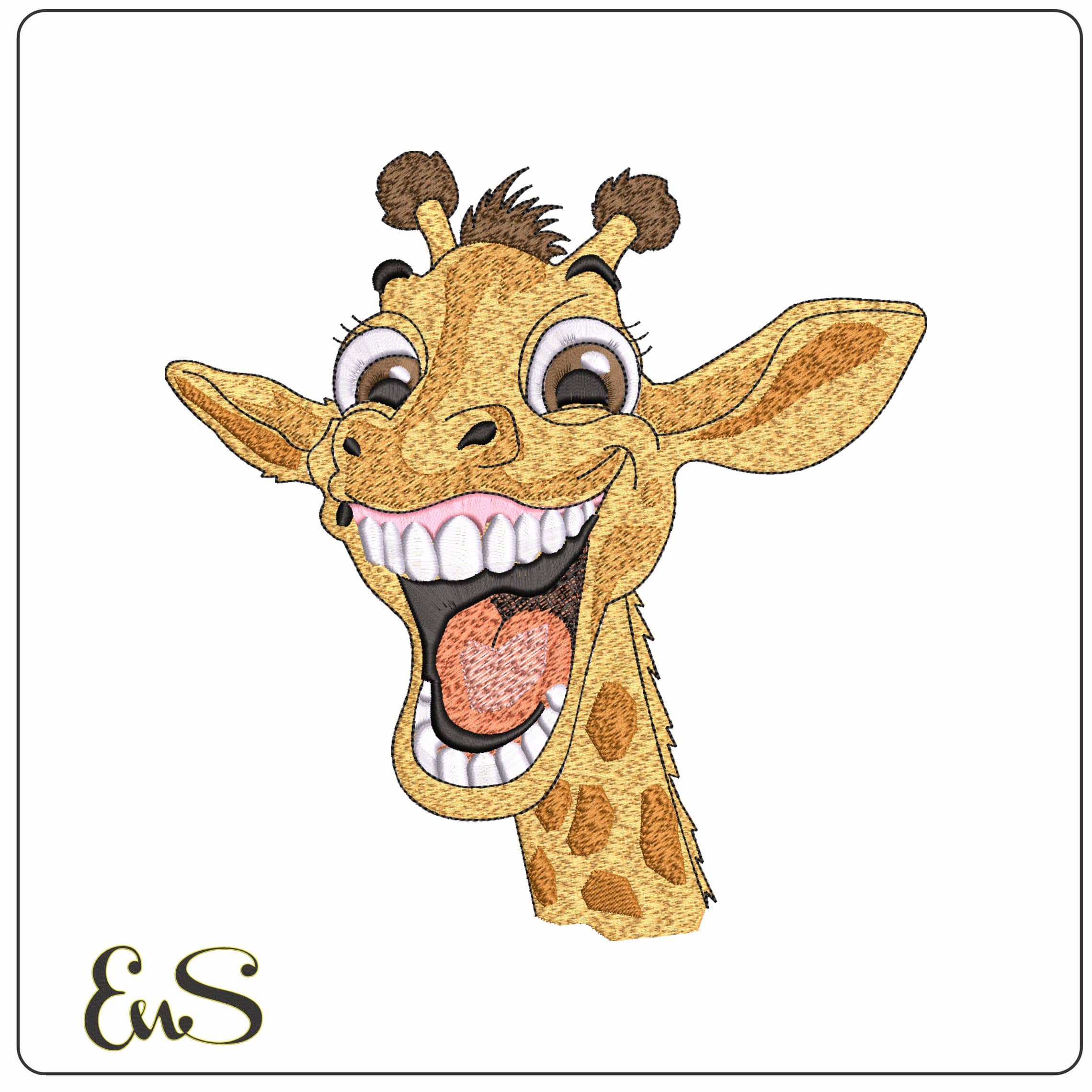 Giraffe Head Laughing- Elegant embroidery design file - instant download