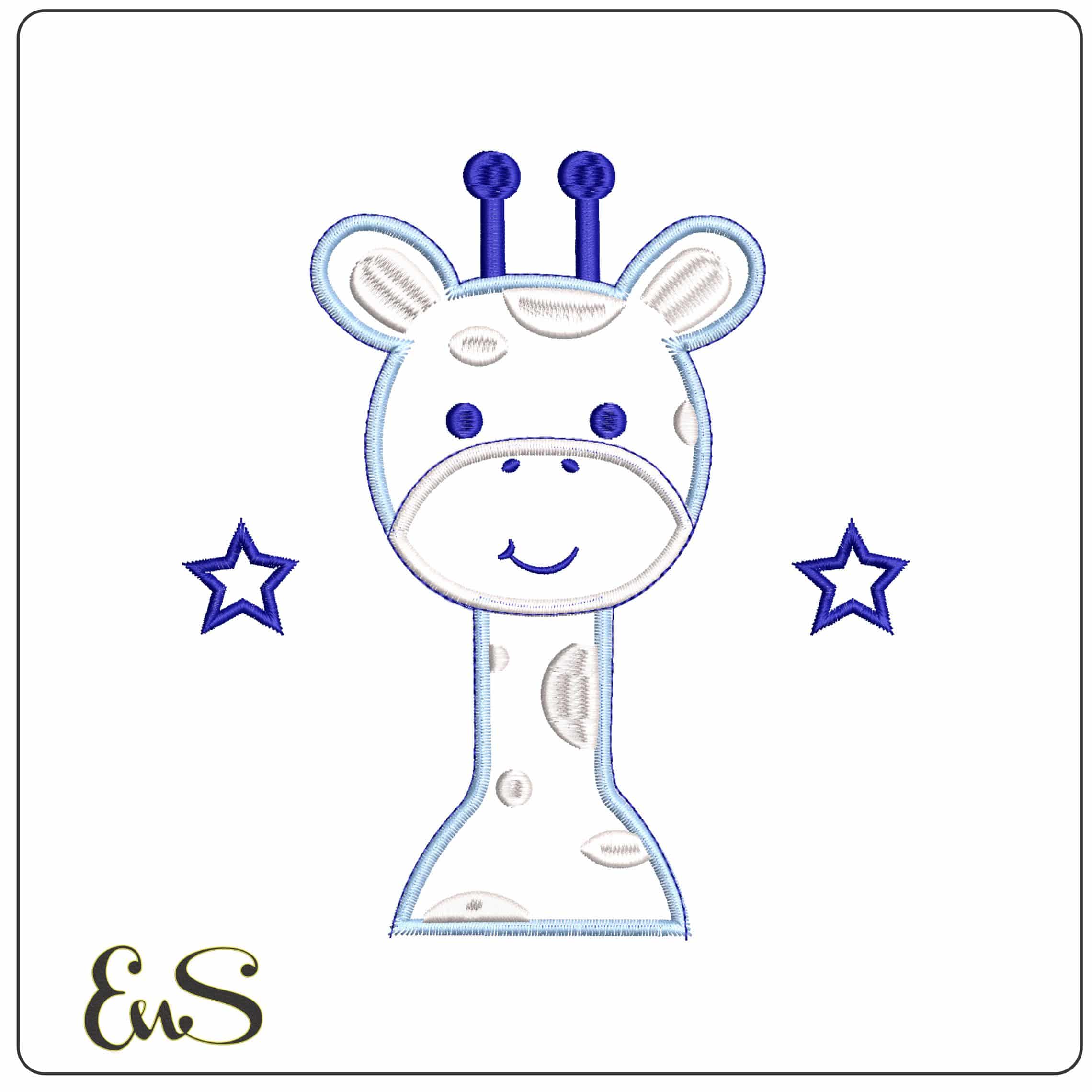 Giraffe Head with Stars- Elegant embroidery design file - instant download