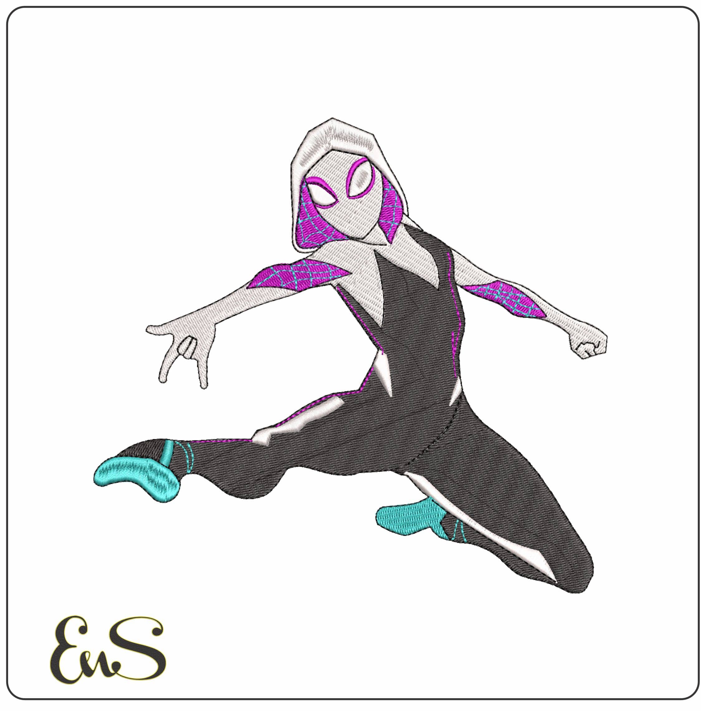 Gwen Spiderwoman Leaping- Elegant embroidery design file - instant download