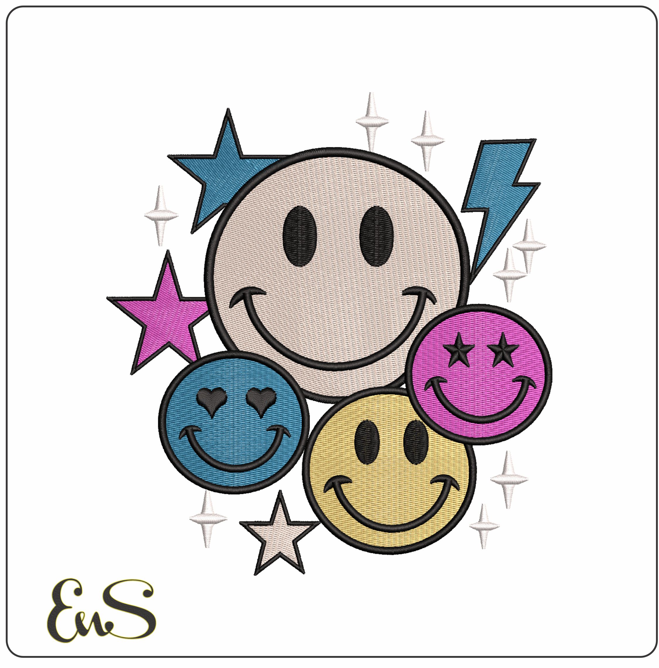 Happy face balls- Elegant embroidery design file - instant download