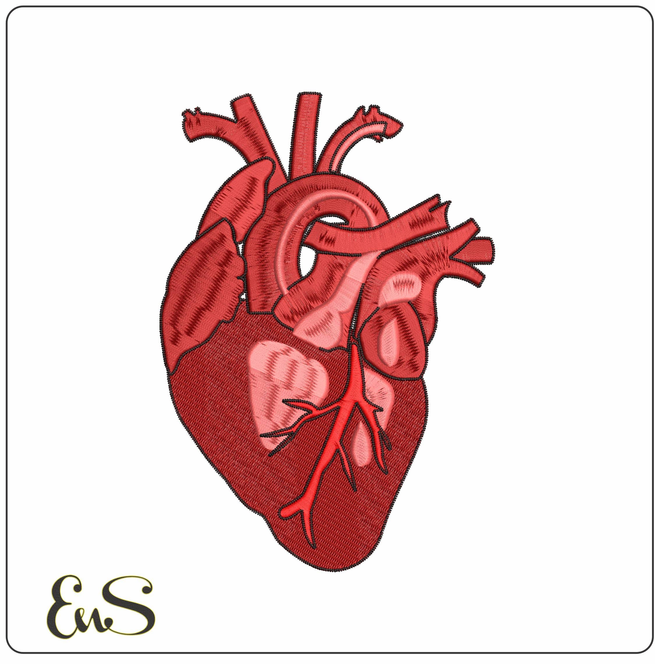 Heart and Valves- Elegant embroidery design file - instant download