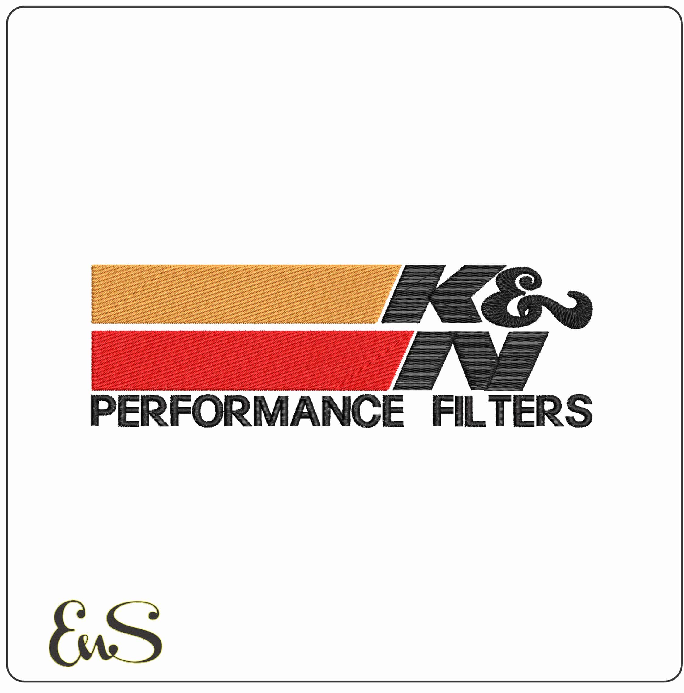 K and N Filters- Elegant embroidery design file - instant download