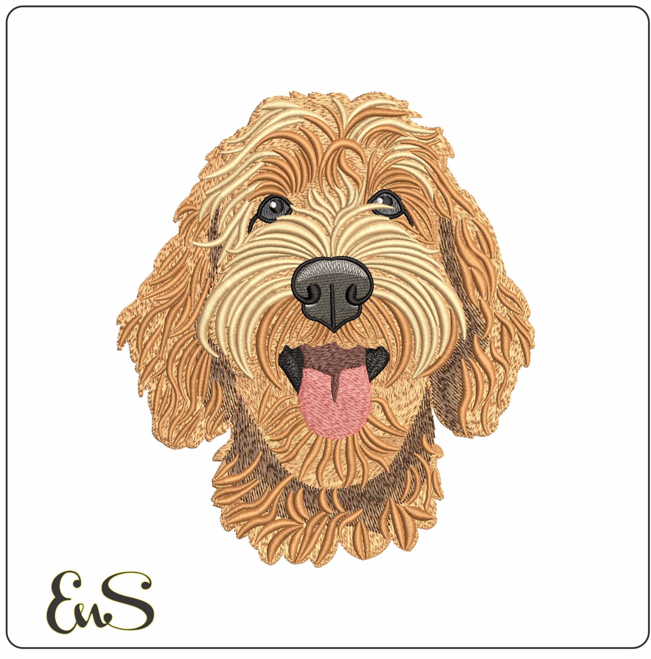 LabraPoodle Dog Head- Elegant embroidery design file - instant download