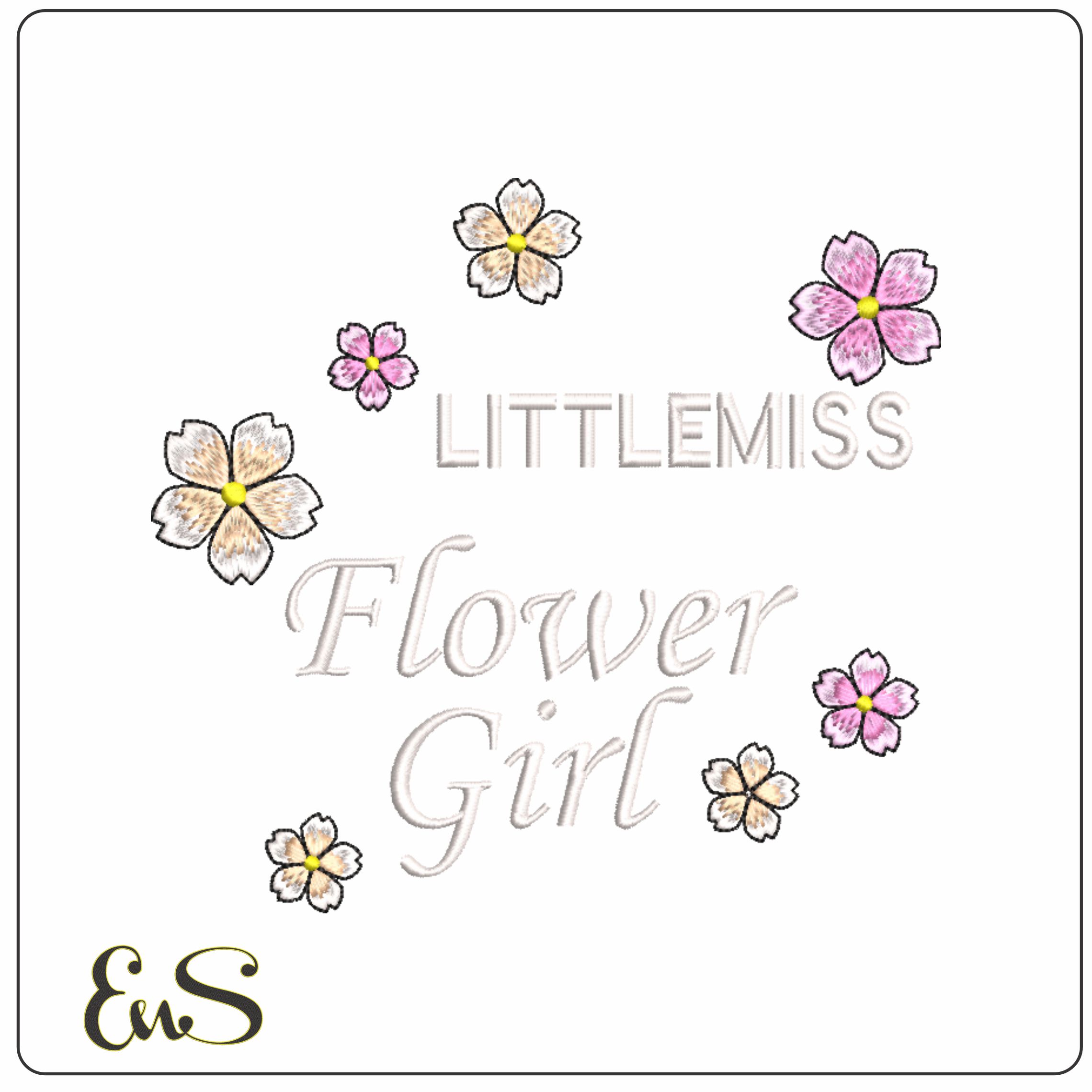 Little Miss Flower Girl- Elegant embroidery design file - instant download
