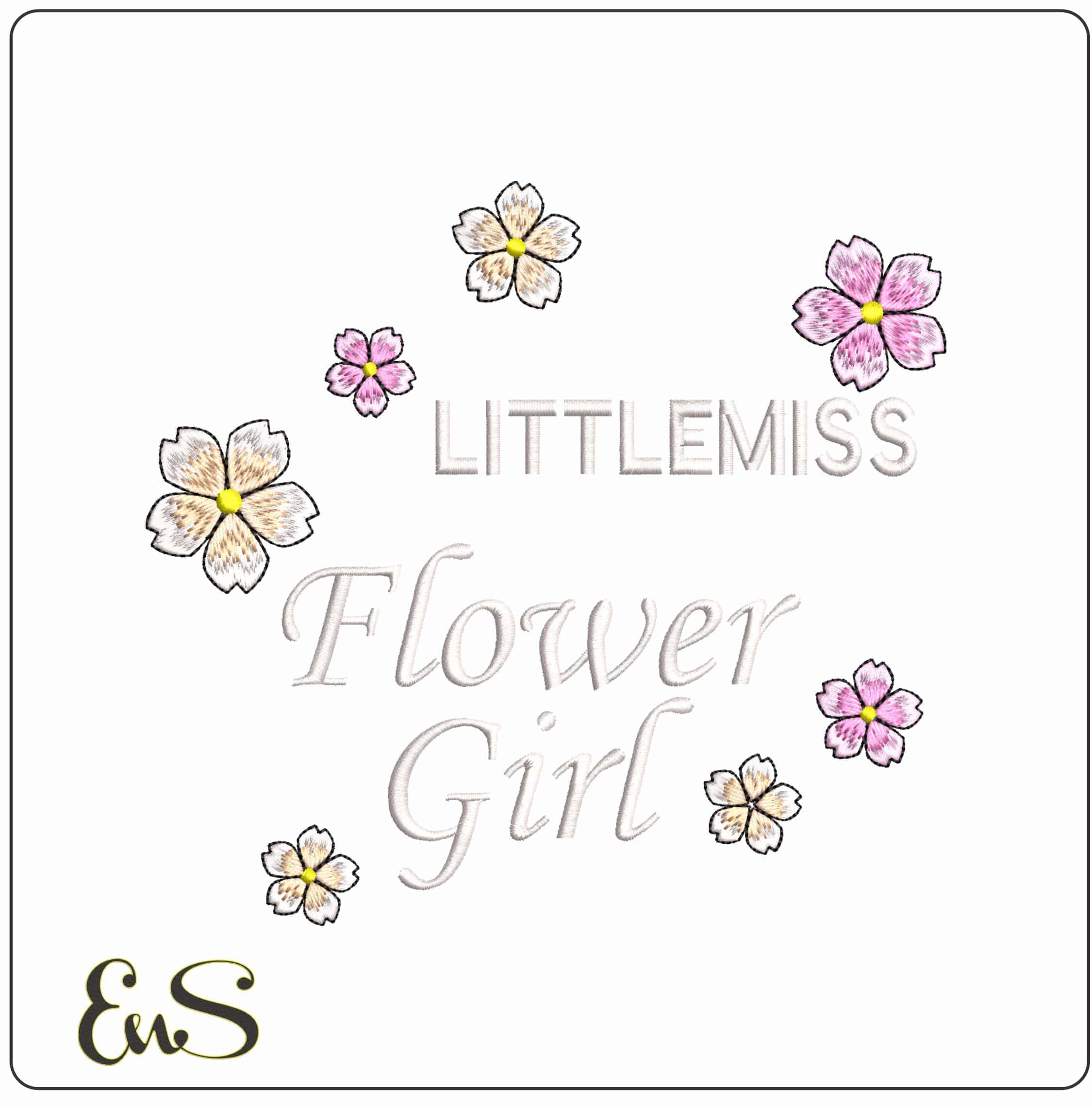 Little Miss Flower Girl- Elegant embroidery design file - instant download
