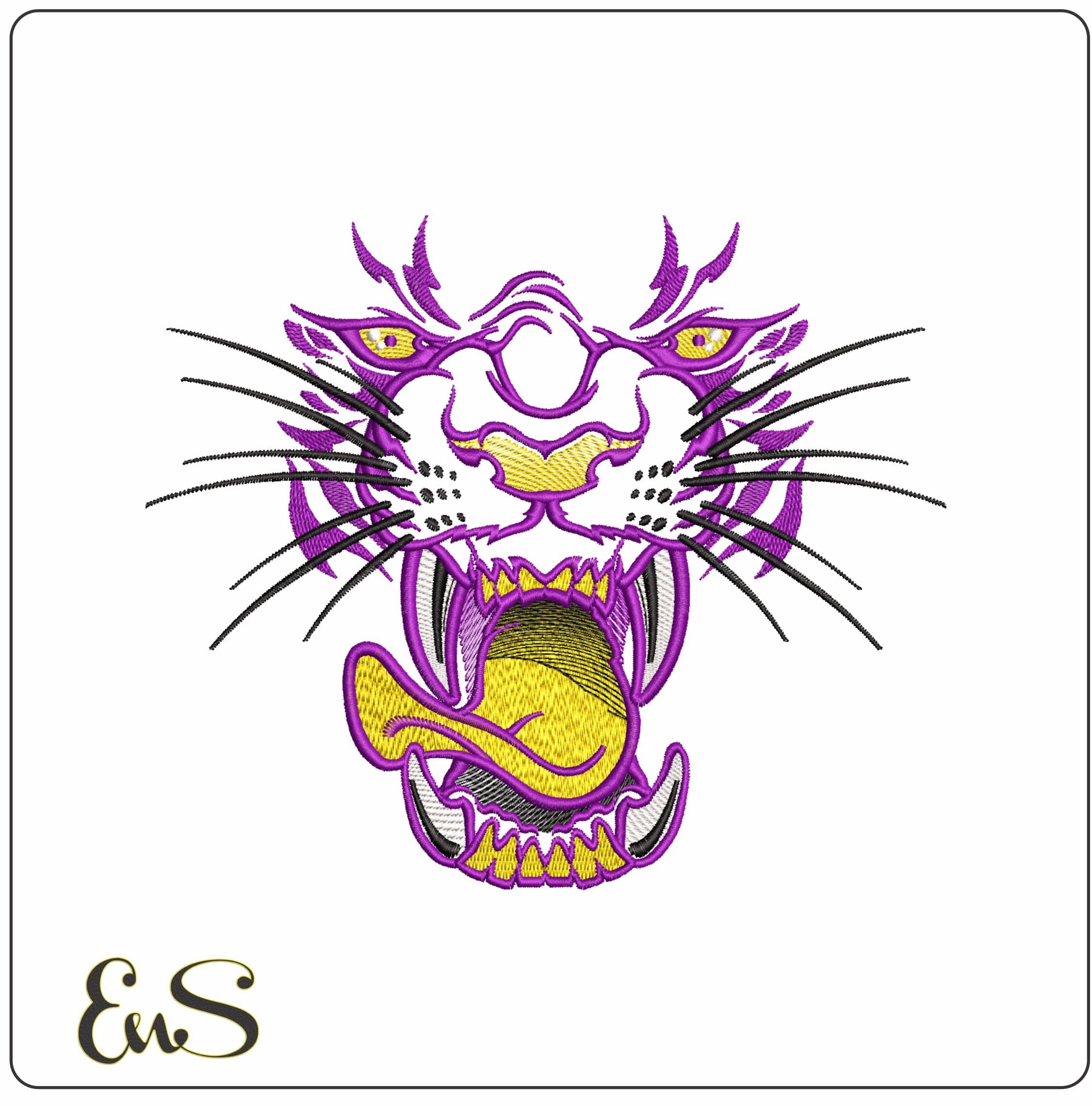 LSU Roaring Fighting Tiger Face- Elegant embroidery design file - instant download