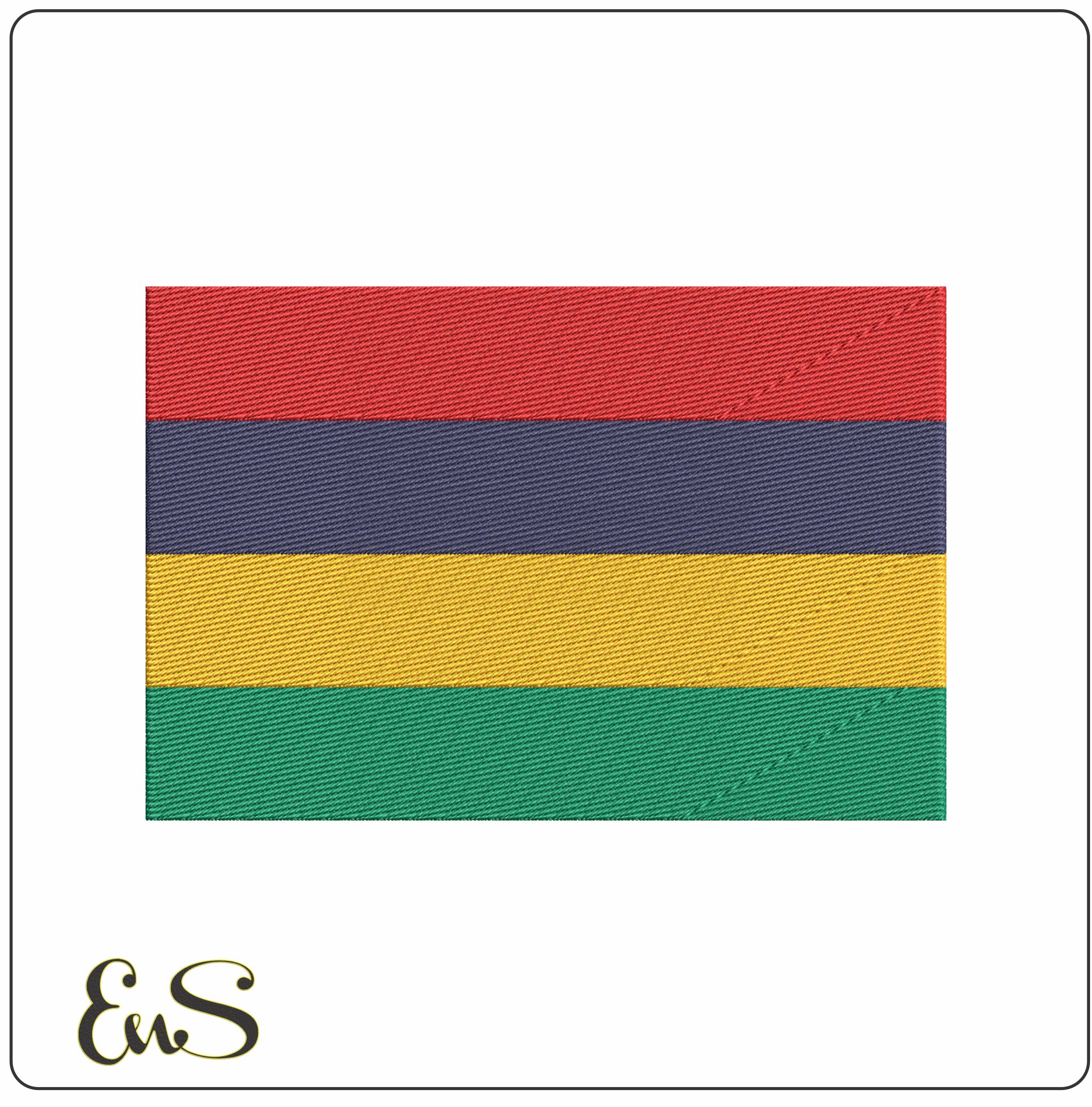 Mauritius Flag- Elegant embroidery design file - instant download