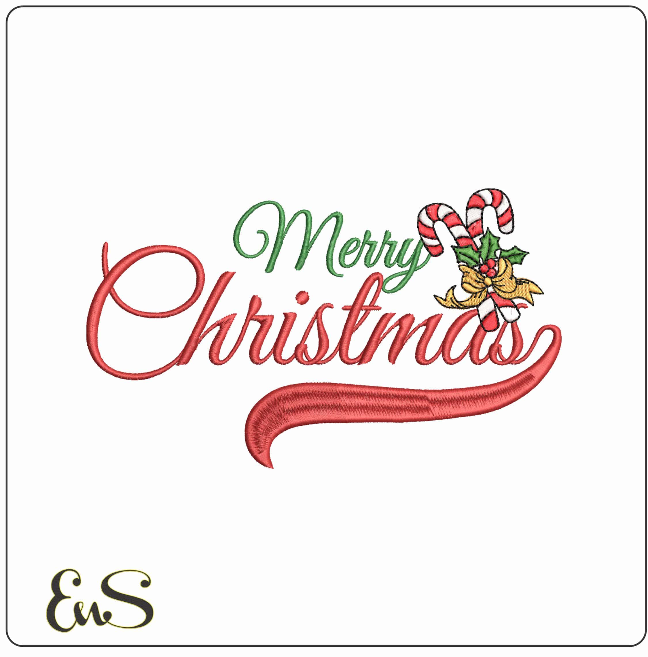 Merry Christmas Candy Canes- Elegant embroidery design file - instant download