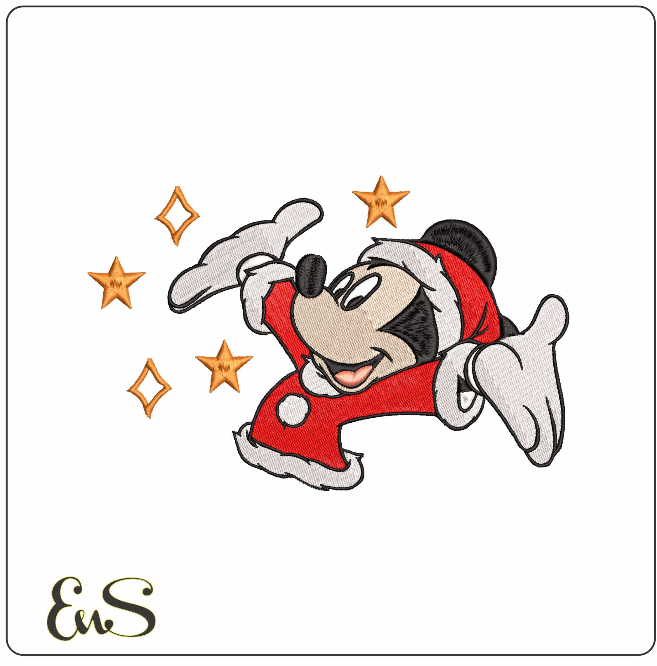 Mickey Mouse as Santa Cheering- Elegant embroidery design file - instant download