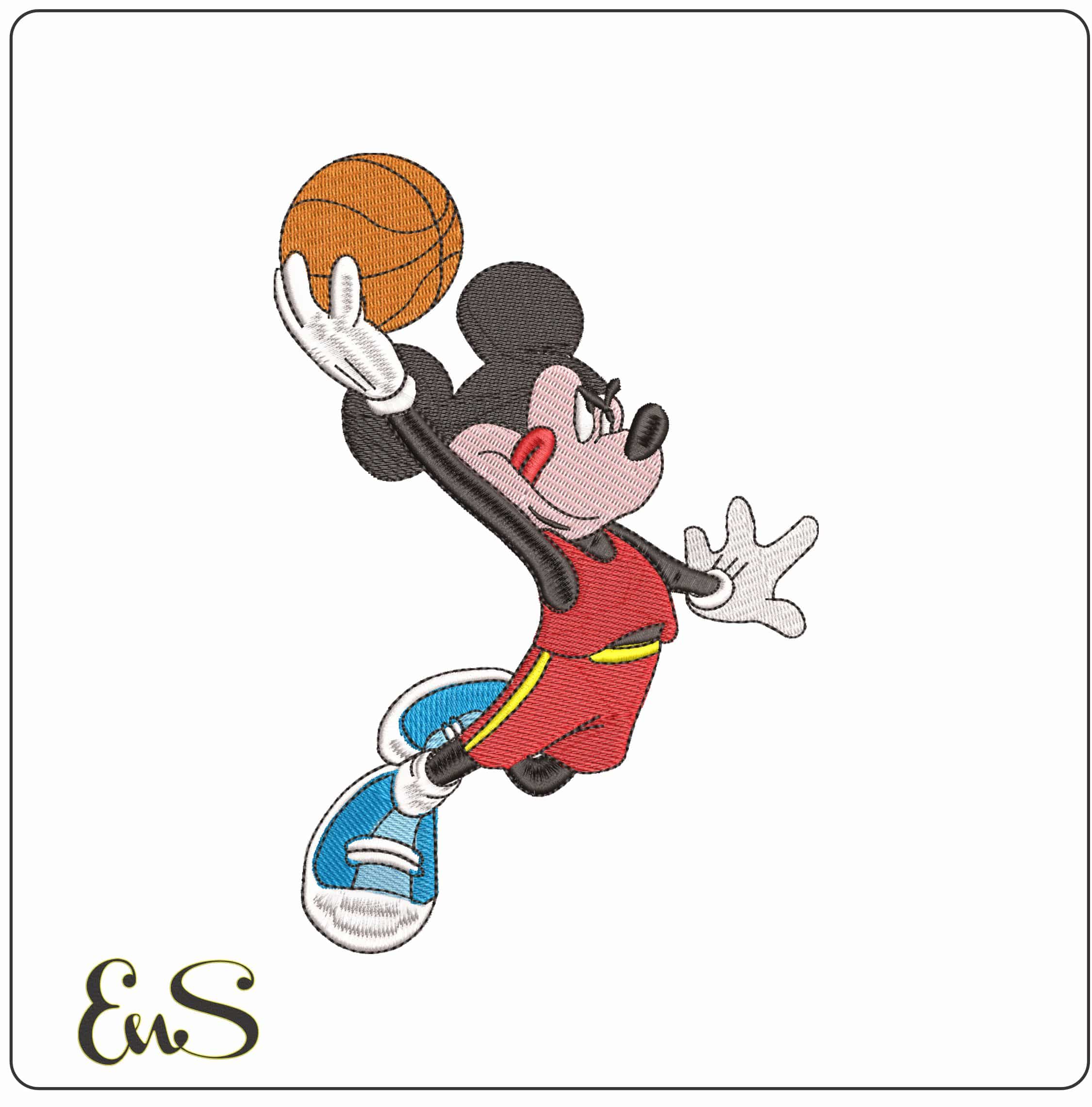 Mickey Mouse Basketball - Elegant embroidery design file - instant download