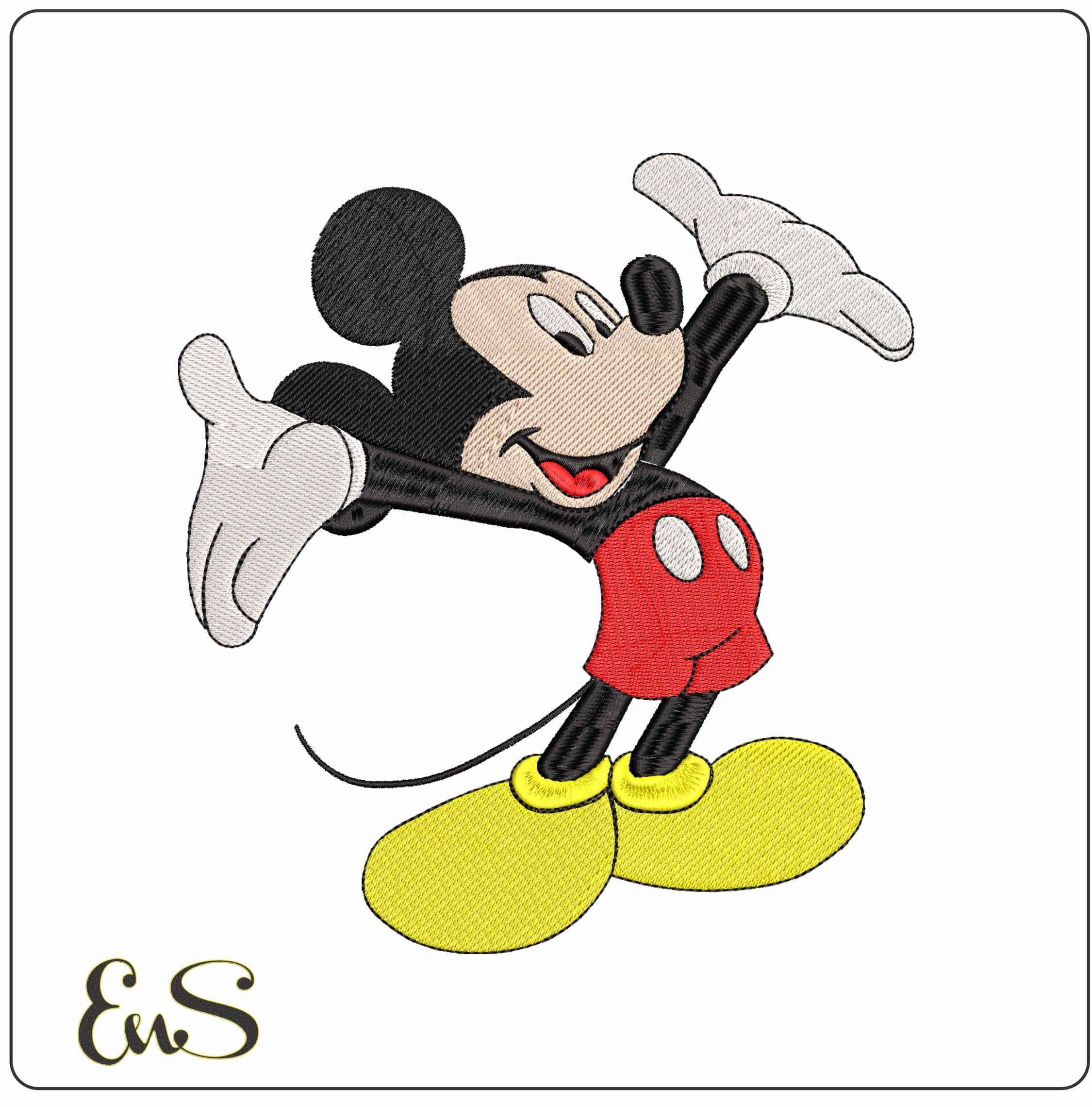 Mikey Mouse Cheering- Elegant embroidery design file - instant download