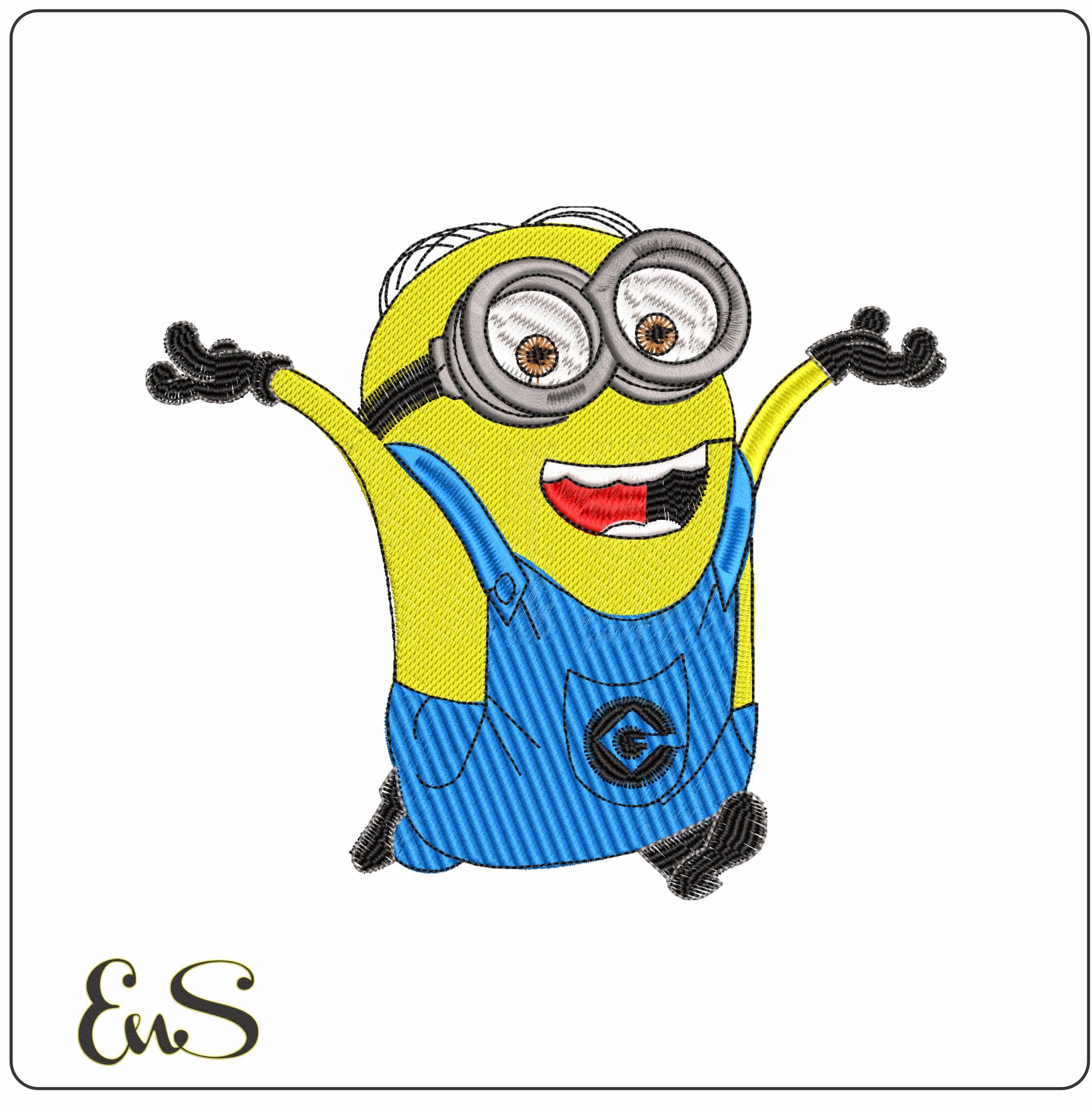 Minion Cheering embroidery design file - instant download