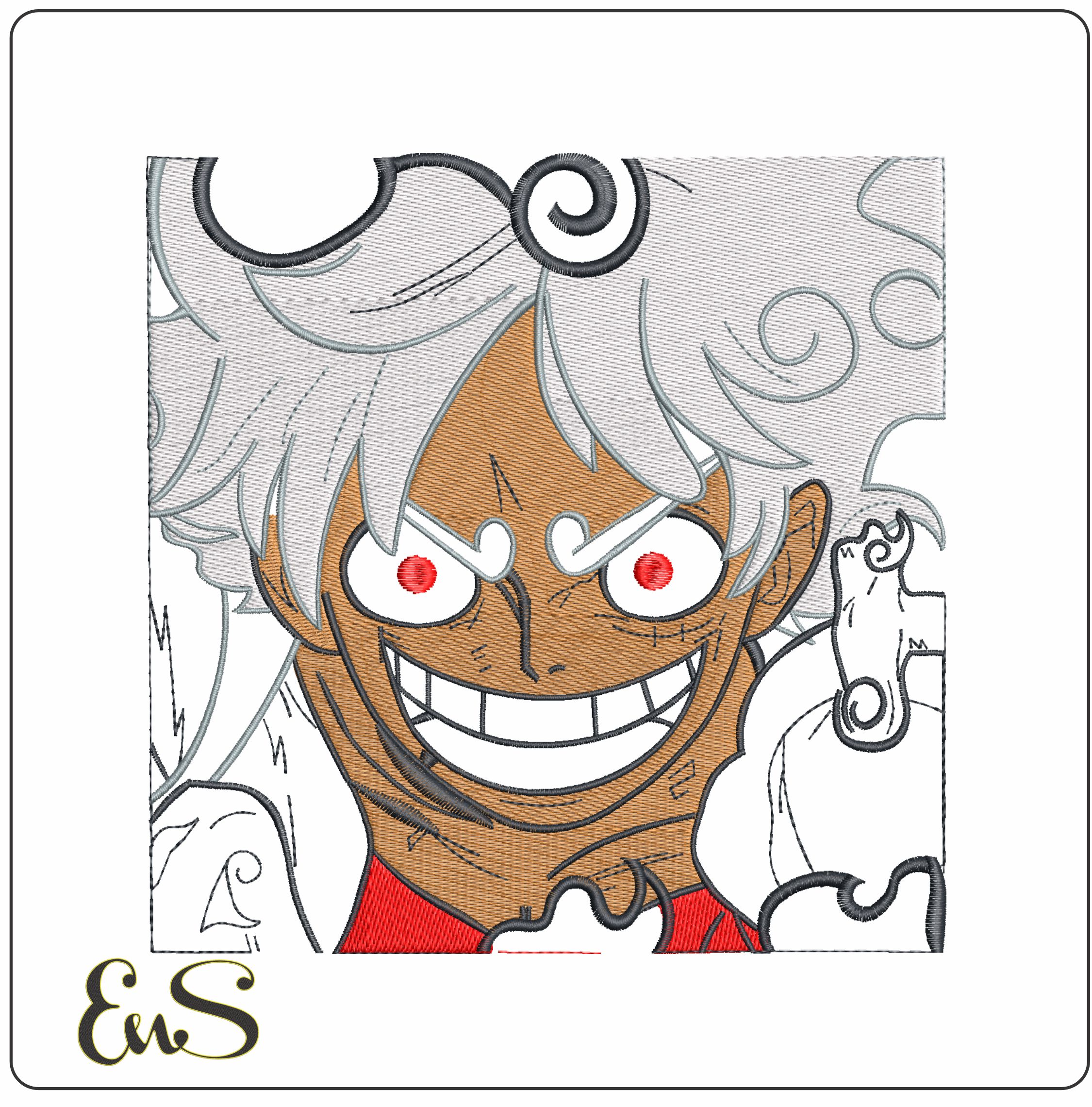 Monkey Luffy Head One Piece Anime- Elegant embroidery design file - instant download