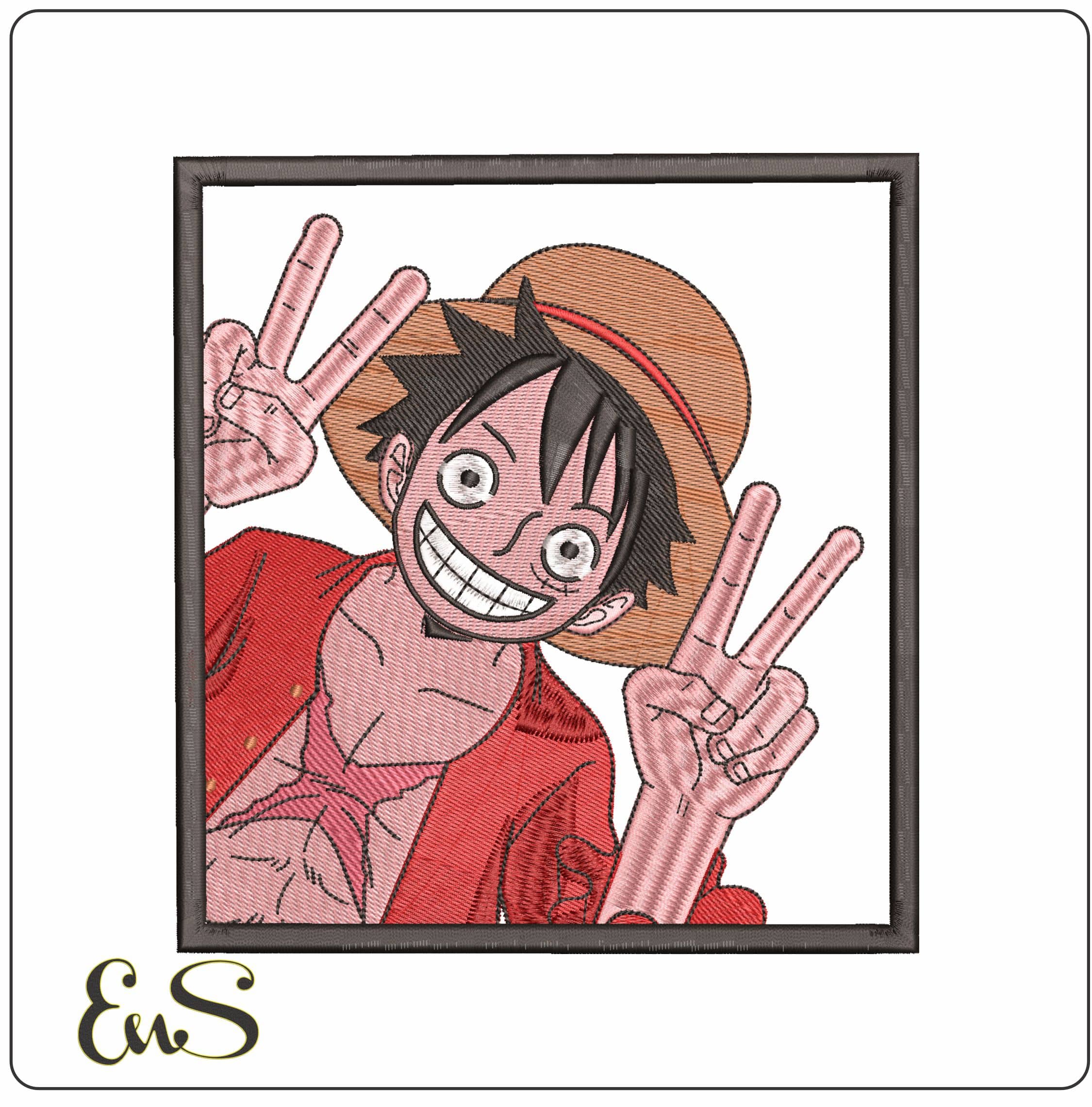 Monkey Luffy Salute One Piece Anime- Elegant embroidery design file - instant download