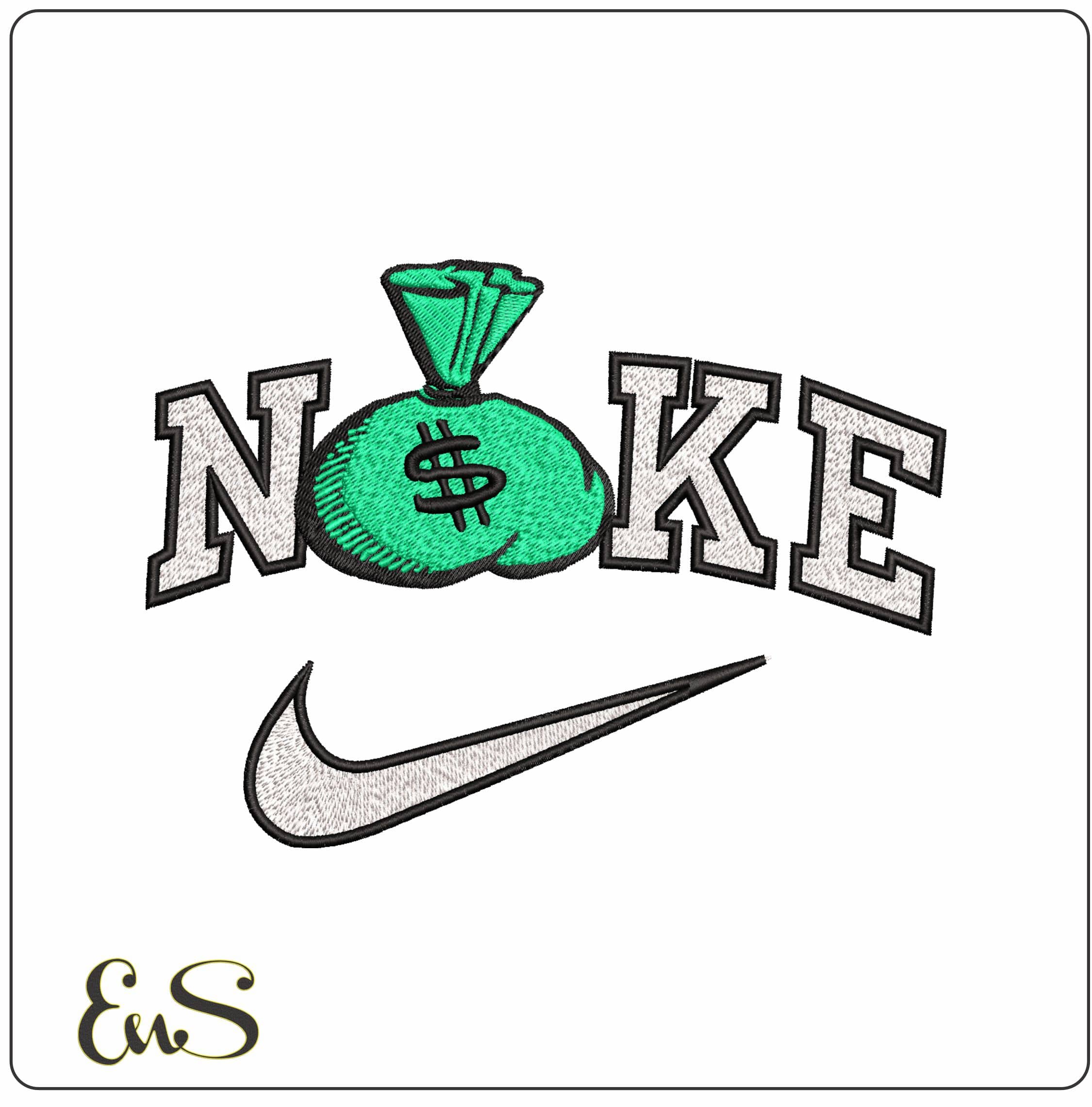 Nike $ Money Bag- Elegant embroidery design file - instant download