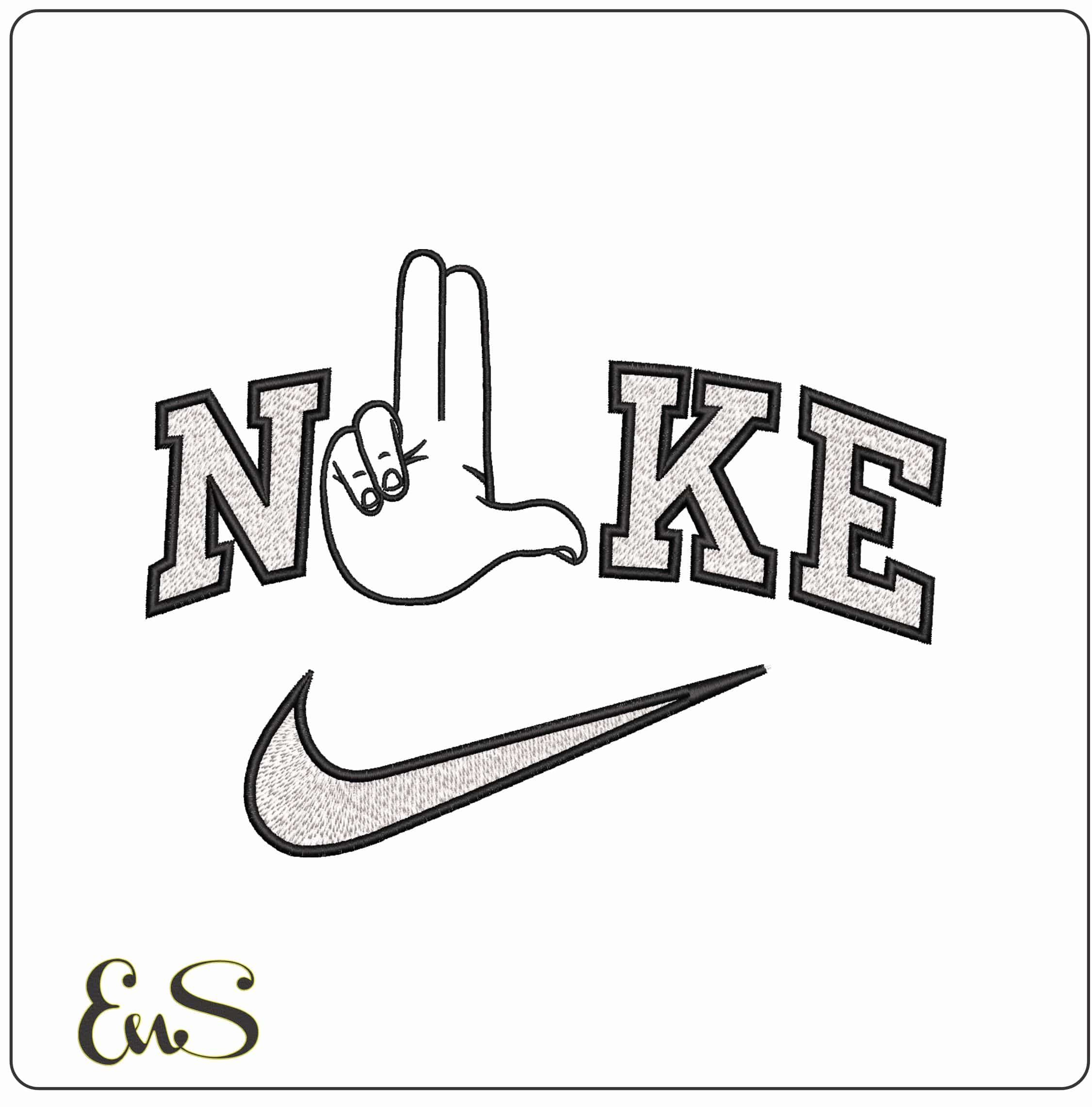 Nike 2 Finger L- Elegant embroidery design file - instant download