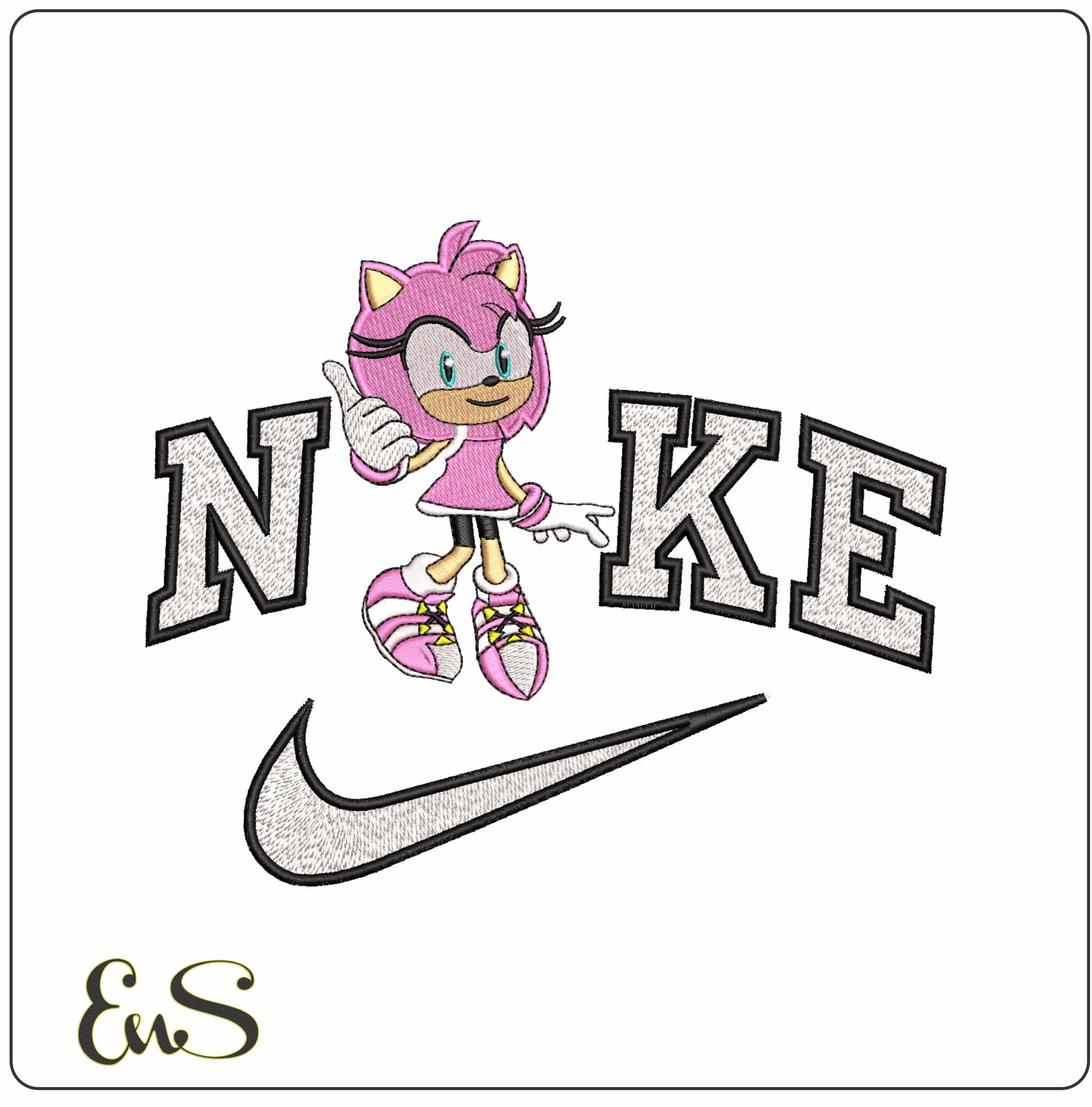 Nike Amy Rose Sonic the Hedgehog- Elegant embroidery design file - instant download
