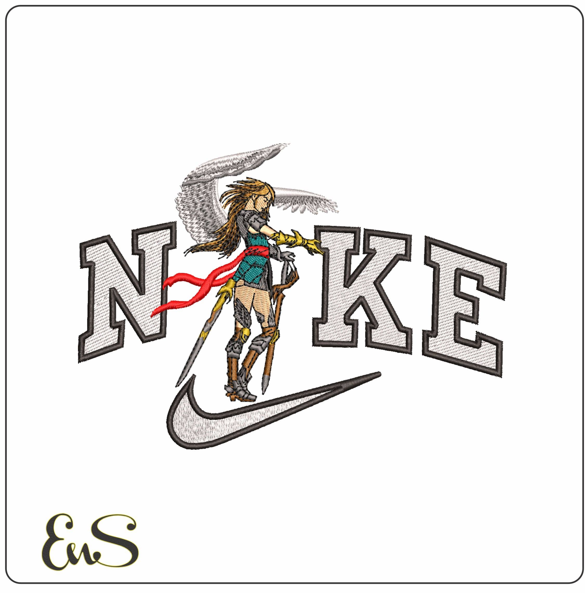 Nike Angel Fantasia Sousceress- Elegant embroidery design file - instant download