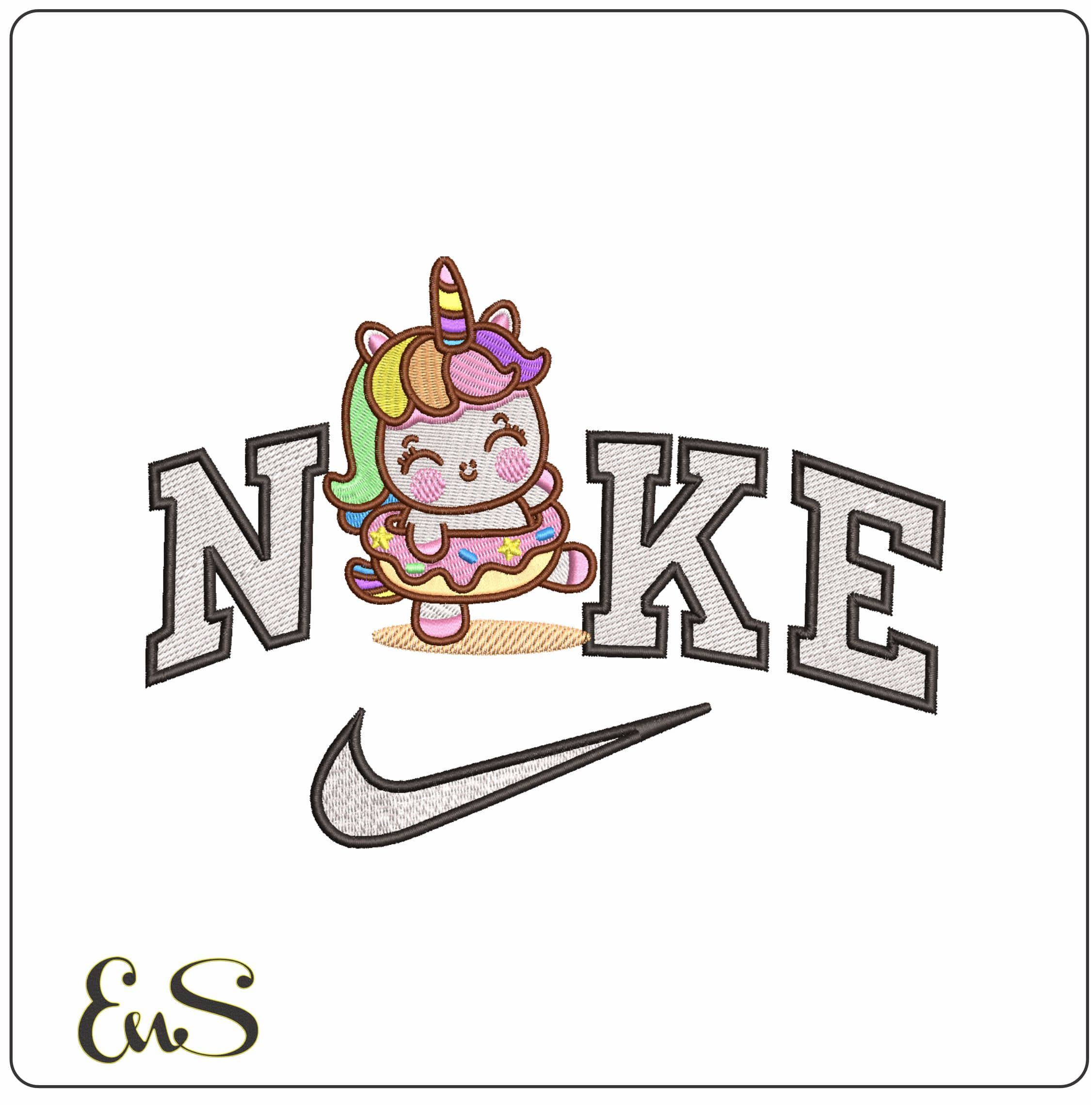 Nike Baby unicorn in Donut- Elegant embroidery design file - instant download