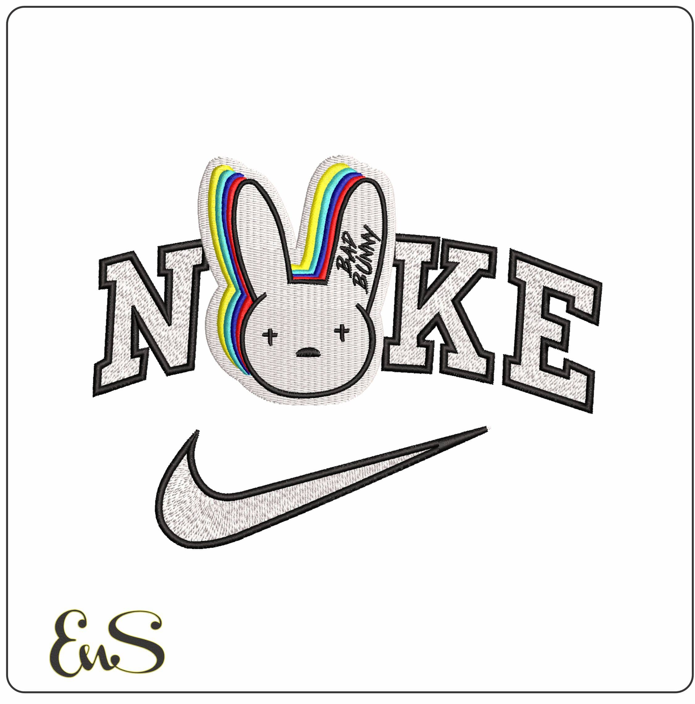 Nike Bad Bunny Logo- Elegant embroidery design file - instant download