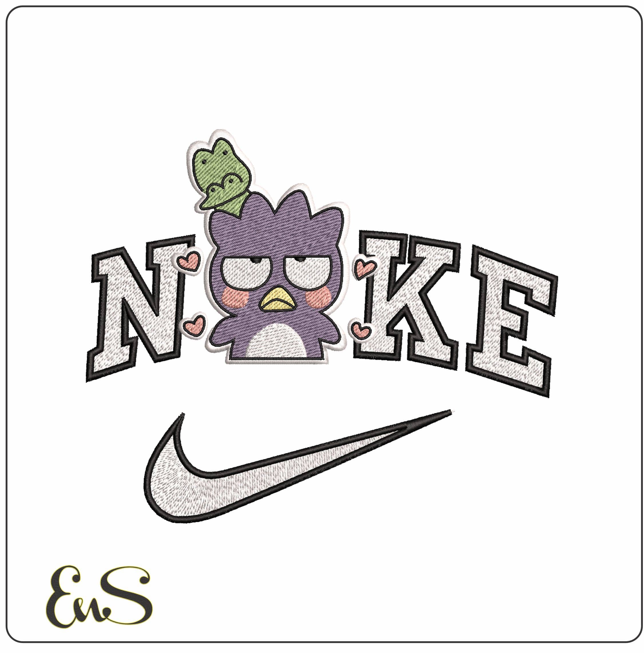 Nike Badtz Maru and Pochi outline Sanrio Hello Kitty- Elegant embroidery design file - instant download