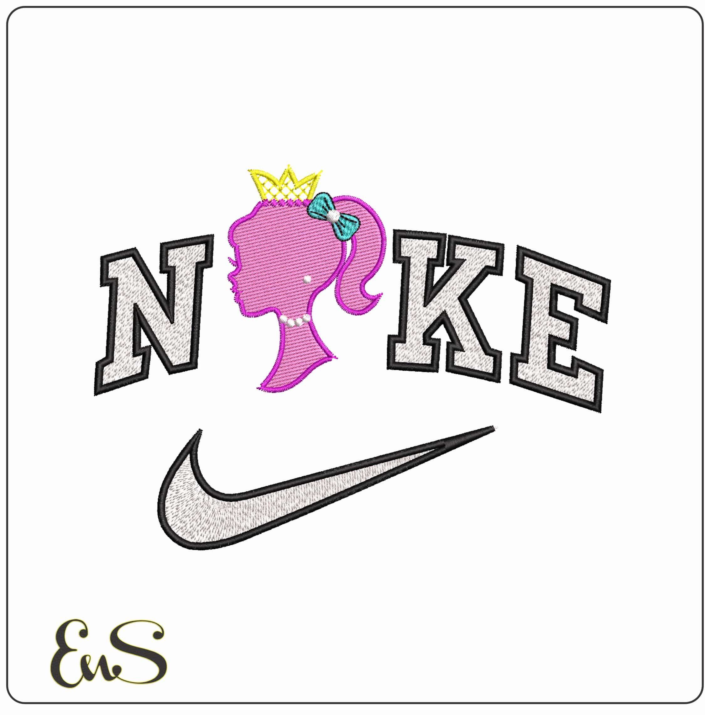 Nike Barbie Shilotte- Elegant embroidery design file - instant download