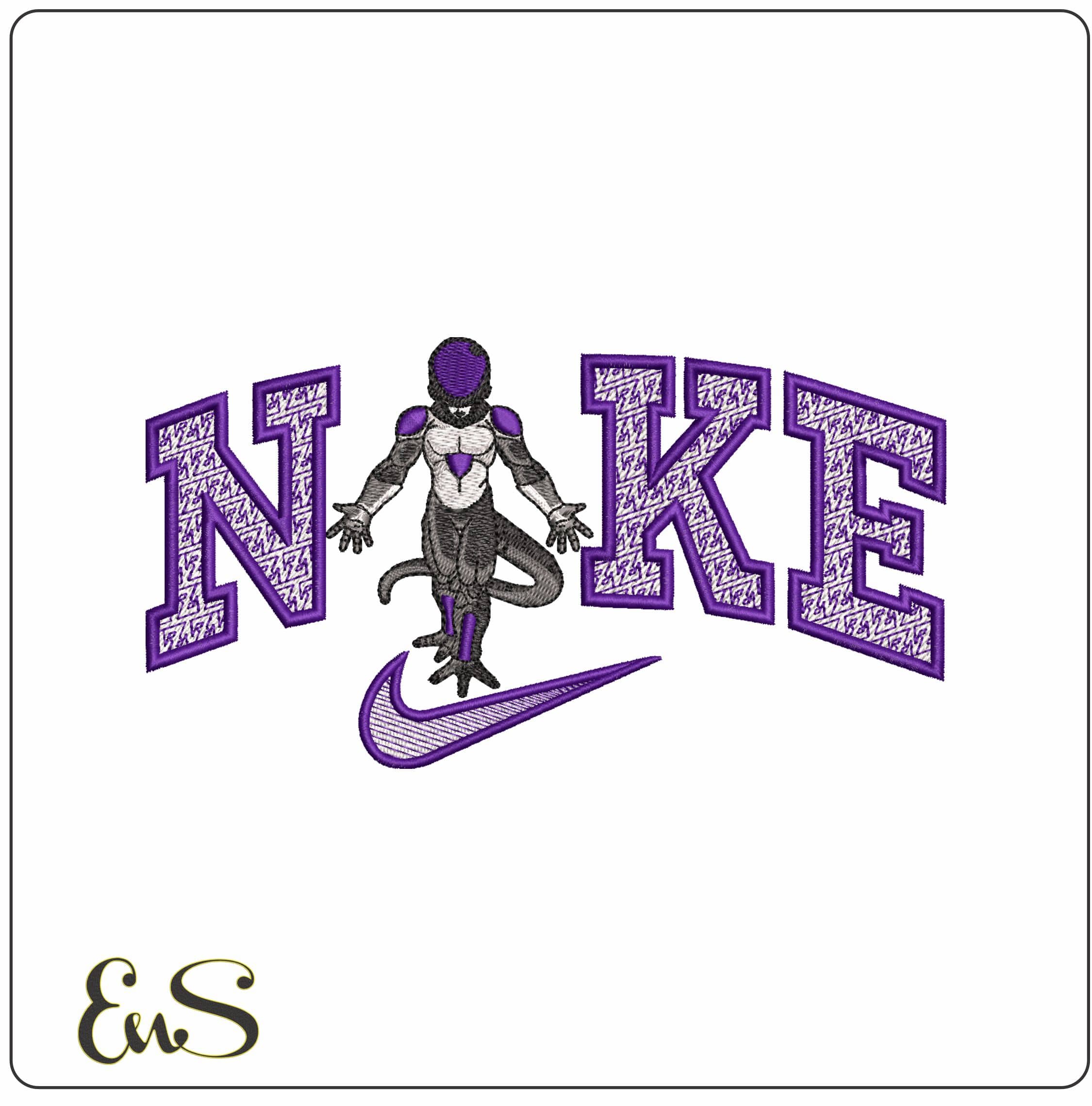 Nike Black Frieza Dragon Ball Anime - Elegant embroidery design file - instant download