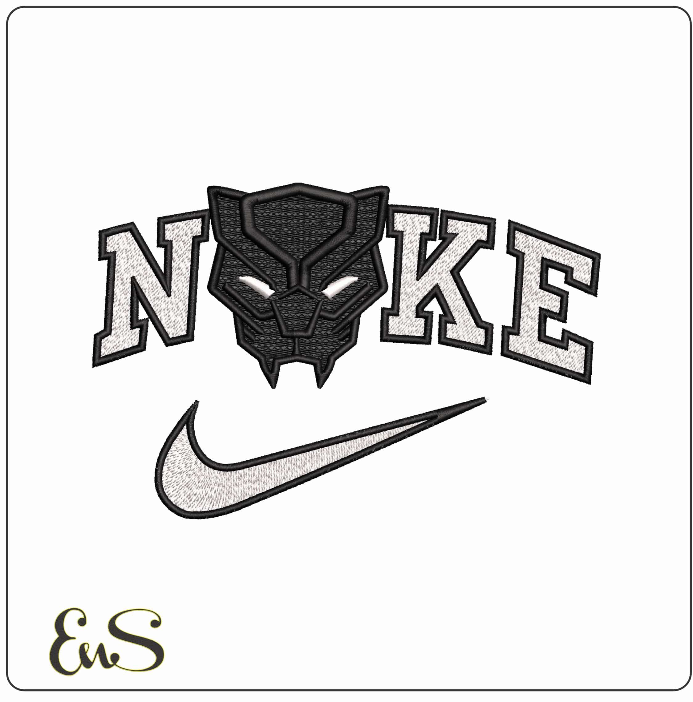 Nike Black Panther Mask- Elegant embroidery design file - instant download