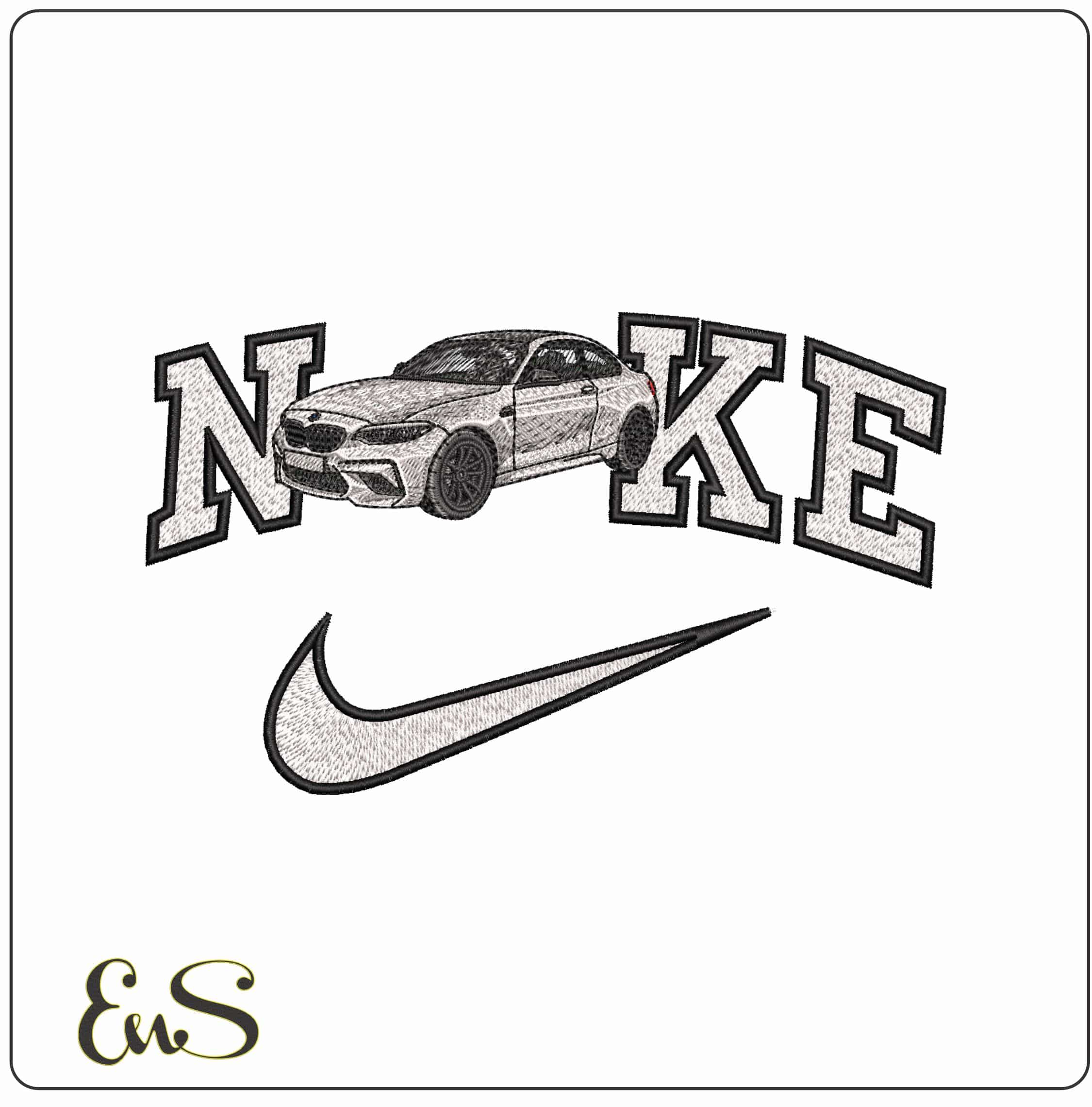Nike BMW M2 Competion 2018- Elegant embroidery design file - instant download
