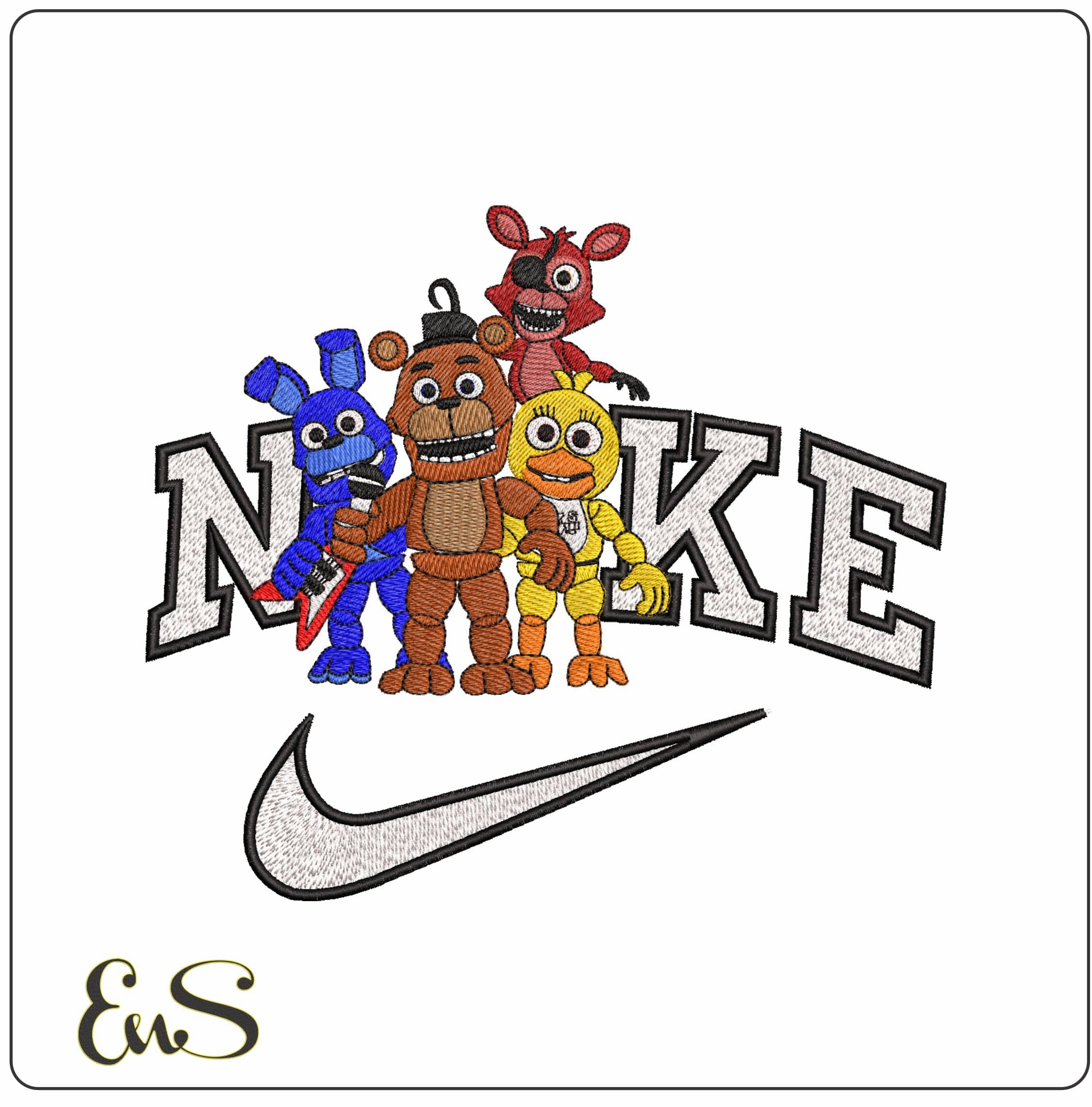 Nike Bonnie Freddy Fazbear Chic Foxy Five Nights Freddy- Elegant embroidery design file - instant download