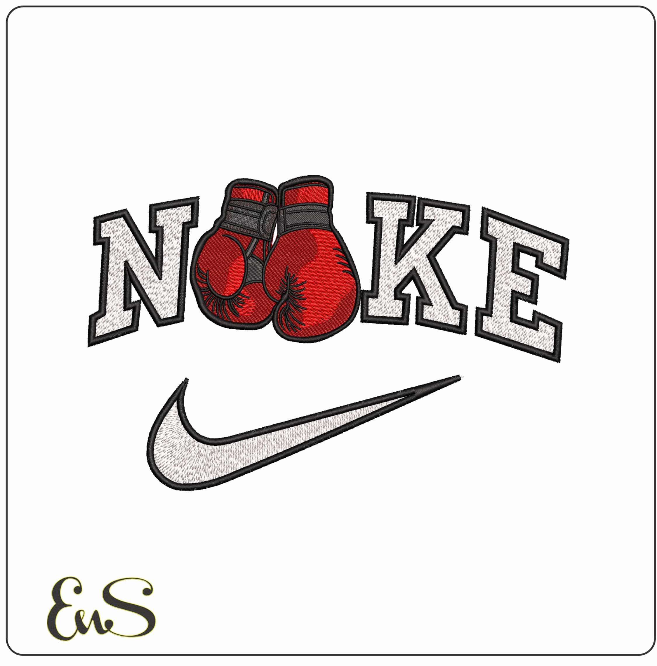 Nike Boxing Gloves- Elegant embroidery design file - instant download