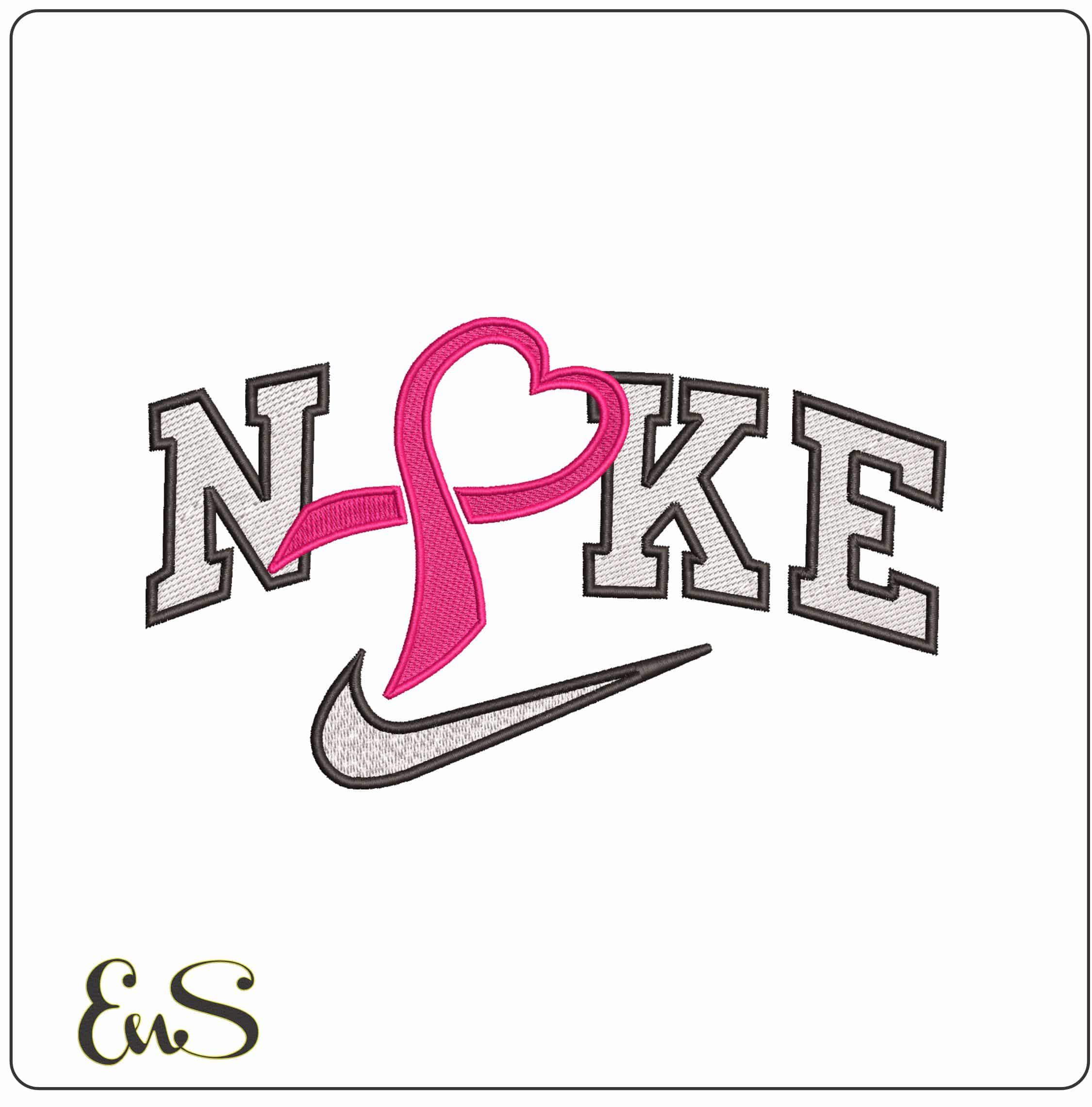 Nike Breast Cancer Awareness- Elegant embroidery design file - instant download