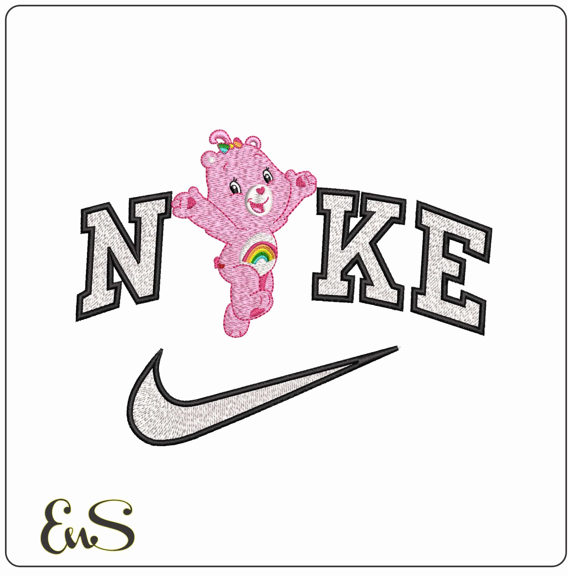 Nike Care Bear- Elegant embroidery design file - instant download