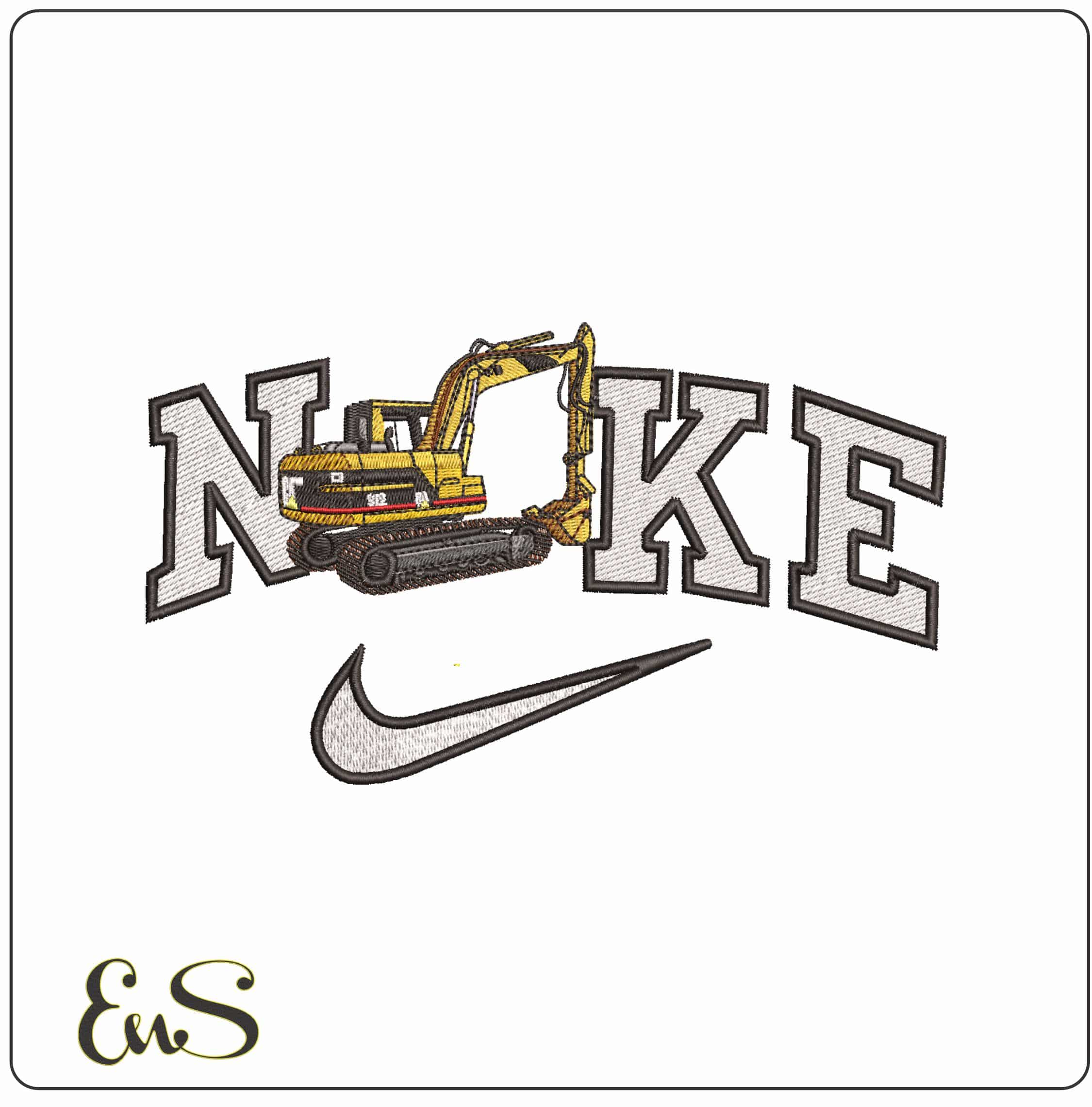 Nike Catapillar 312 Excavator with tracks- Elegant embroidery design file - instant download