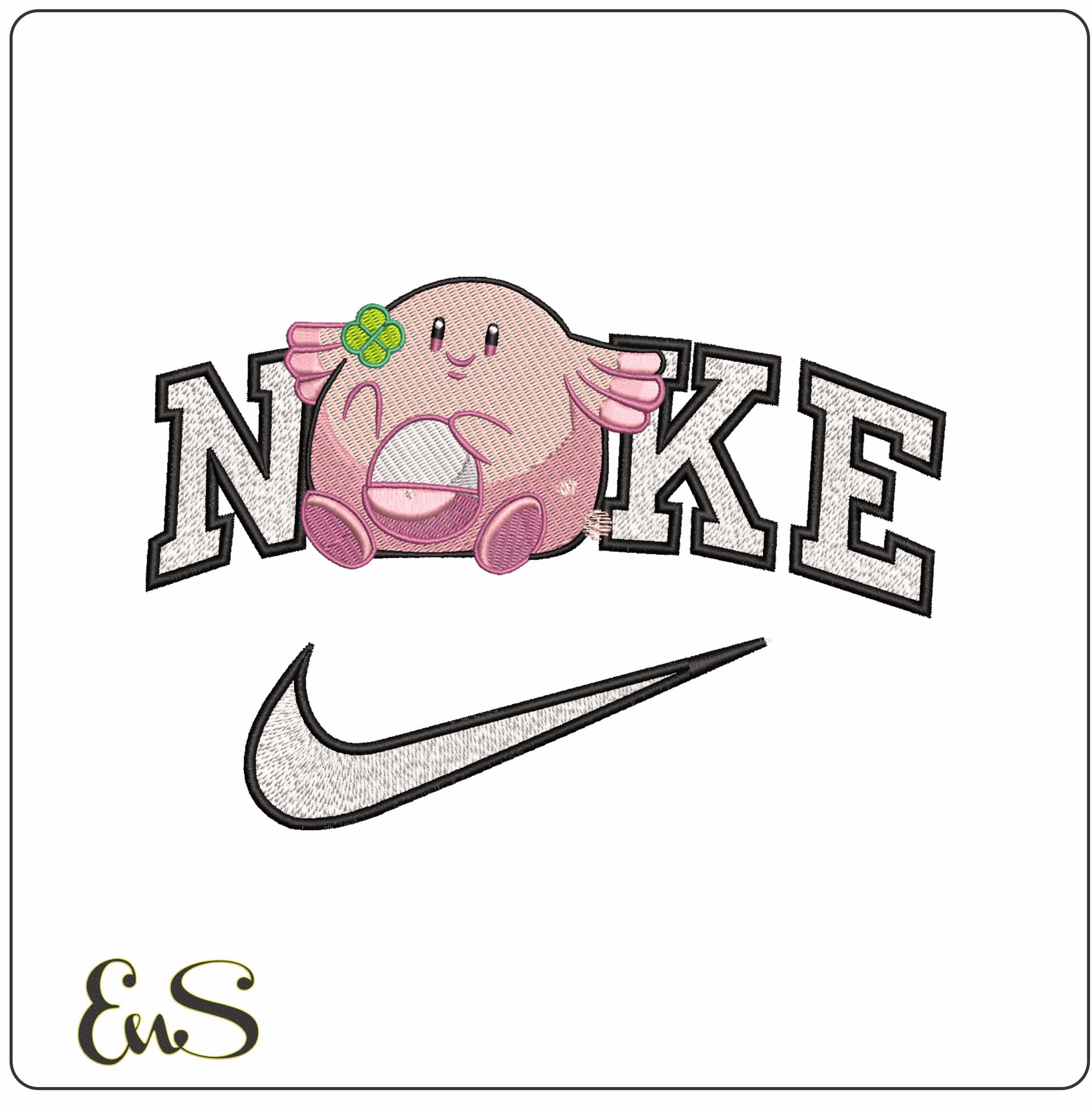 Nike Chansey the Egg Pokemon Anime- Elegant embroidery design file - instant download