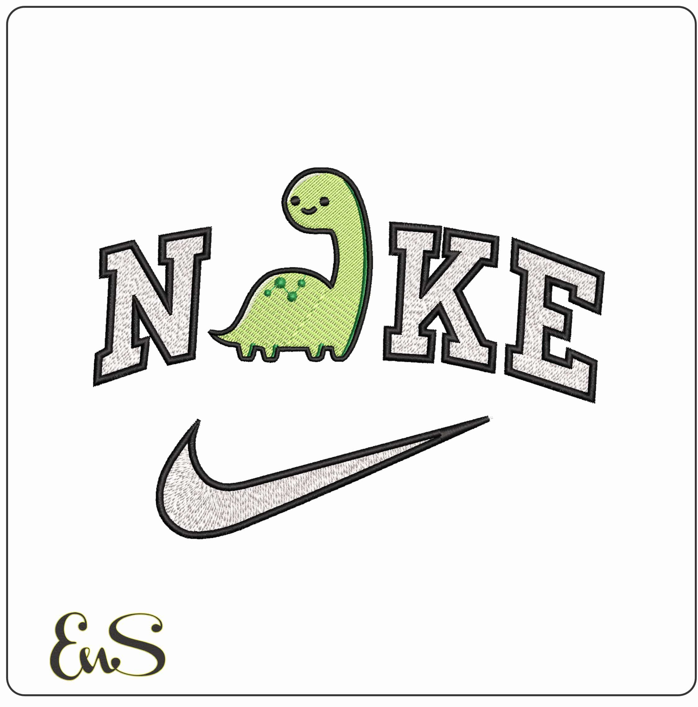 Nike Childrens Dinosaur- Elegant embroidery design file - instant download