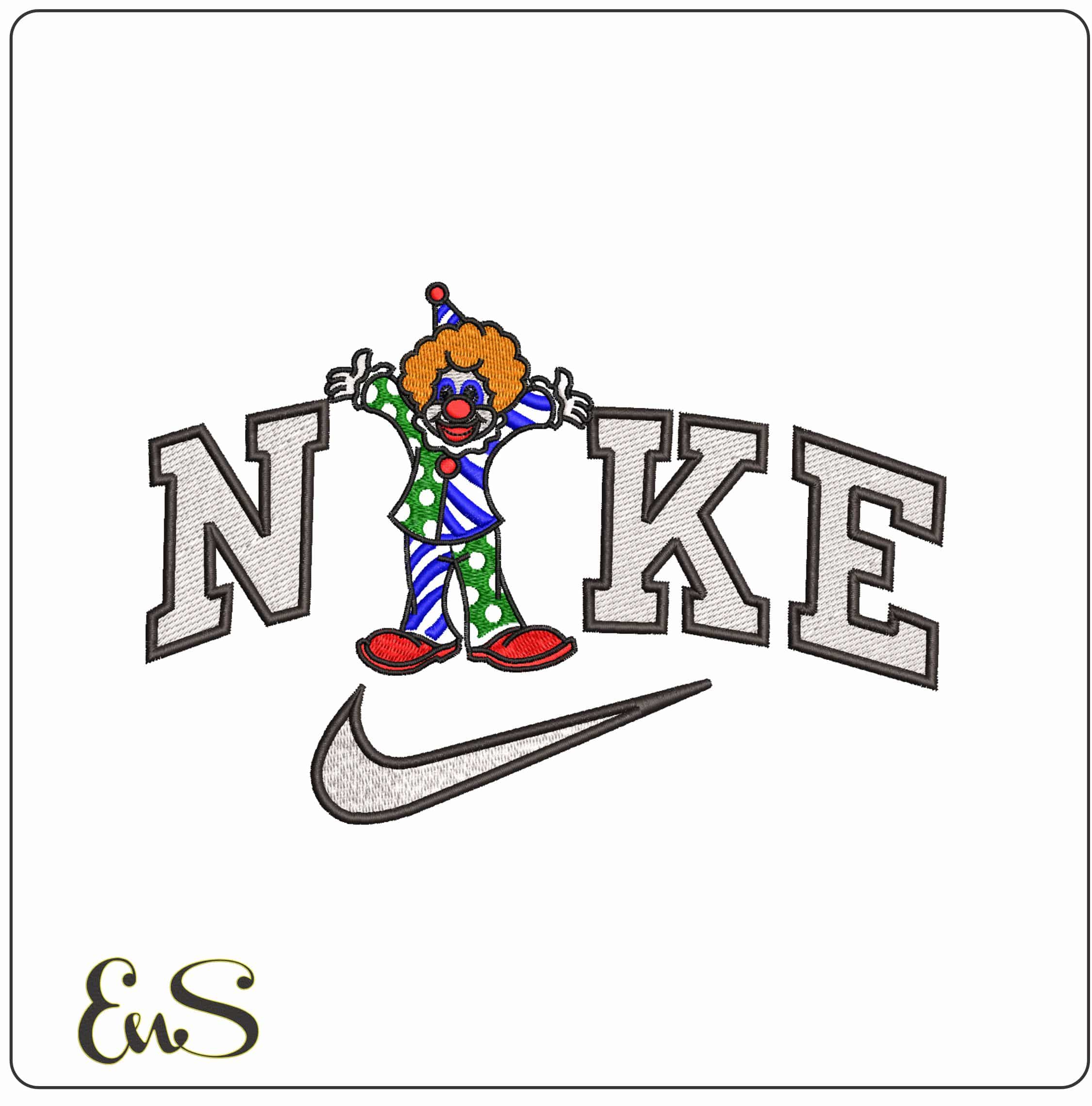 Nike Clown- Elegant embroidery design file - instant download