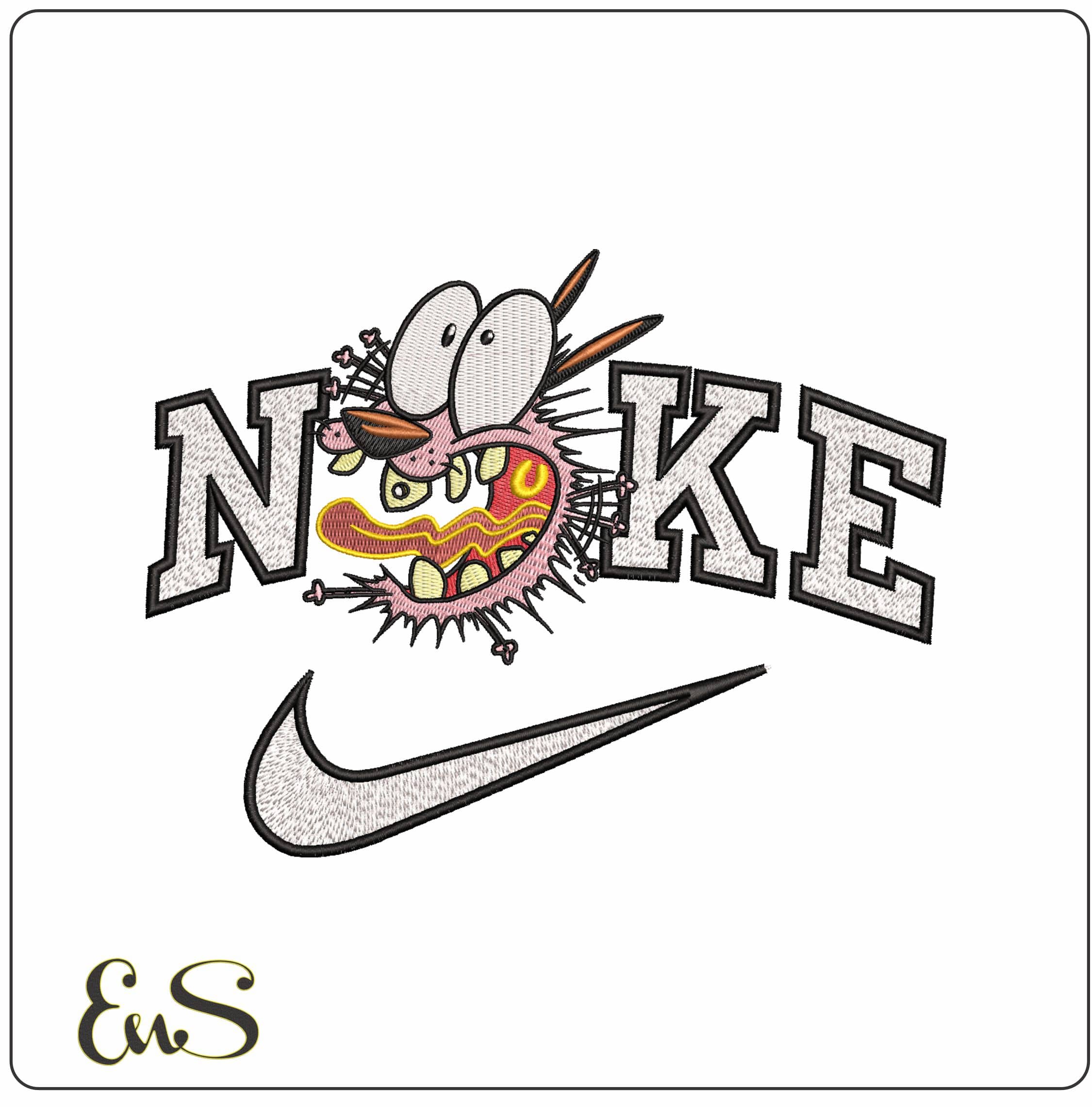 Nike Courage Screaming Courage the Cowardly Dog- Elegant embroidery design file - instant download