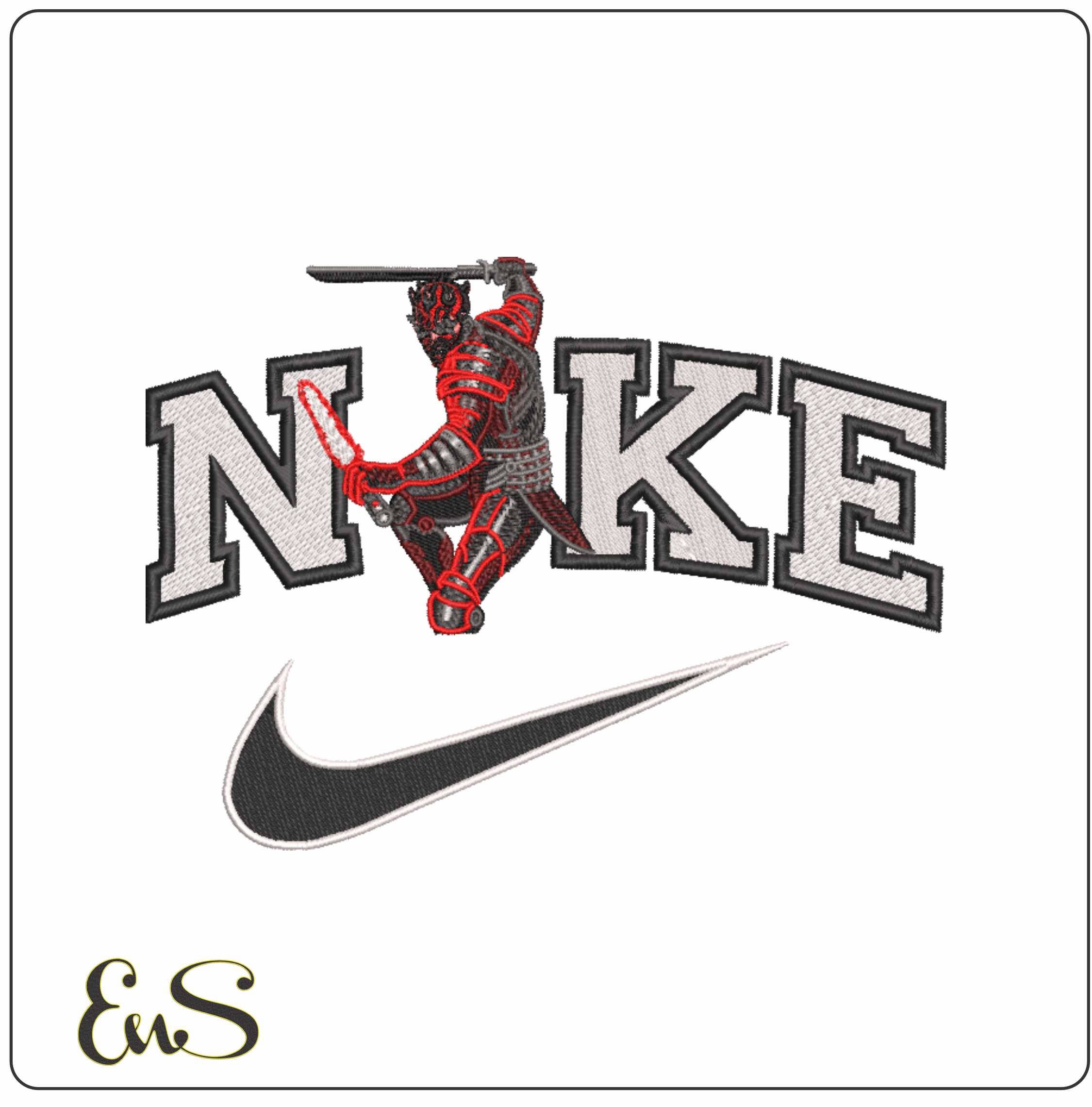 Nike Darth Maul Fighting Star Wars- Elegant embroidery design file - instant download