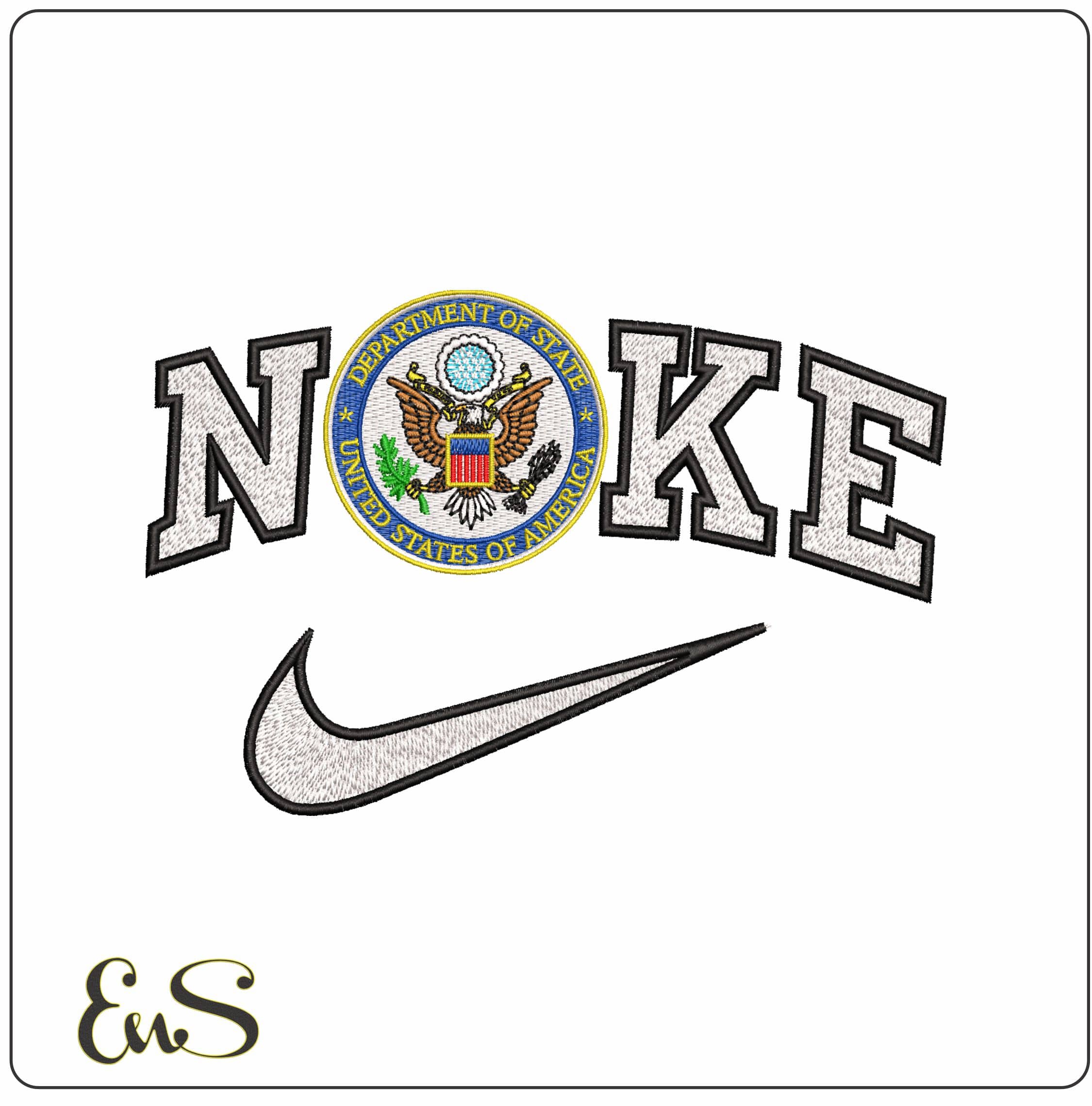 Nike Department of State Emblem- Elegant embroidery design file - instant download