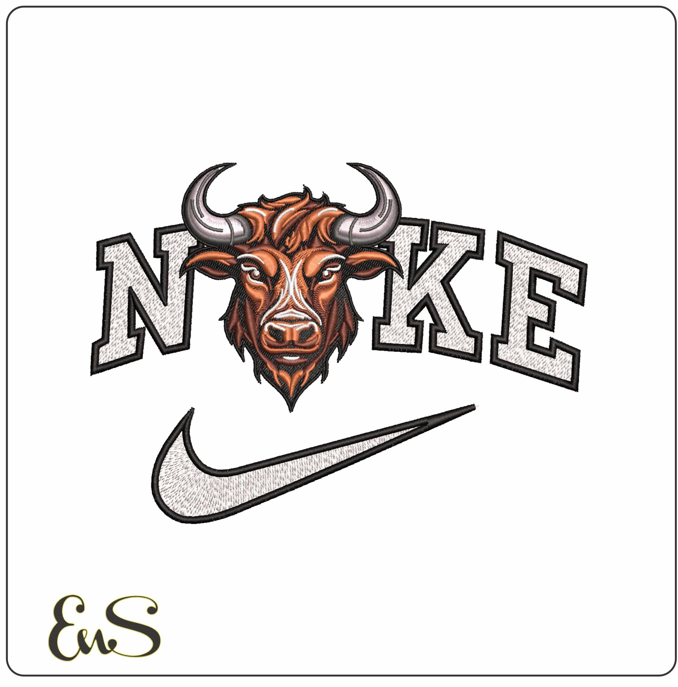 Nike Detailed Bulls Head - Elegant embroidery design file - instant download