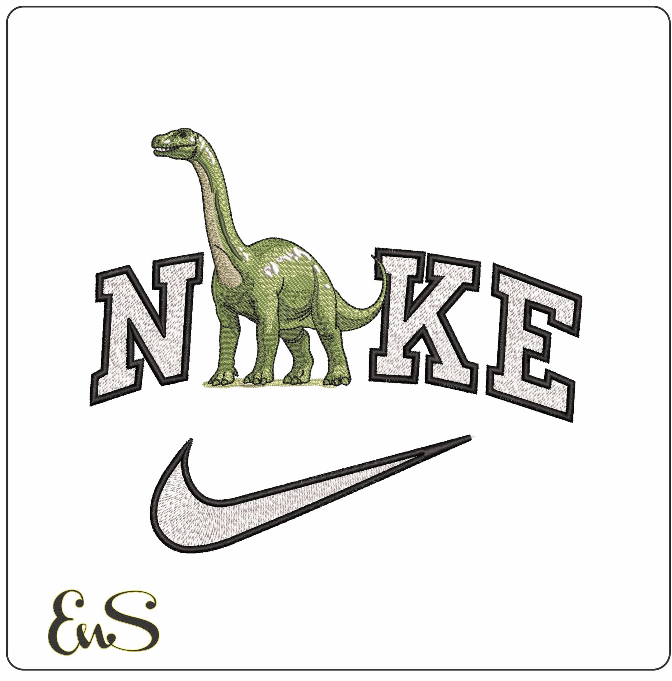 Nike Dippladocus Dinosaur - Elegant embroidery design file - instant download
