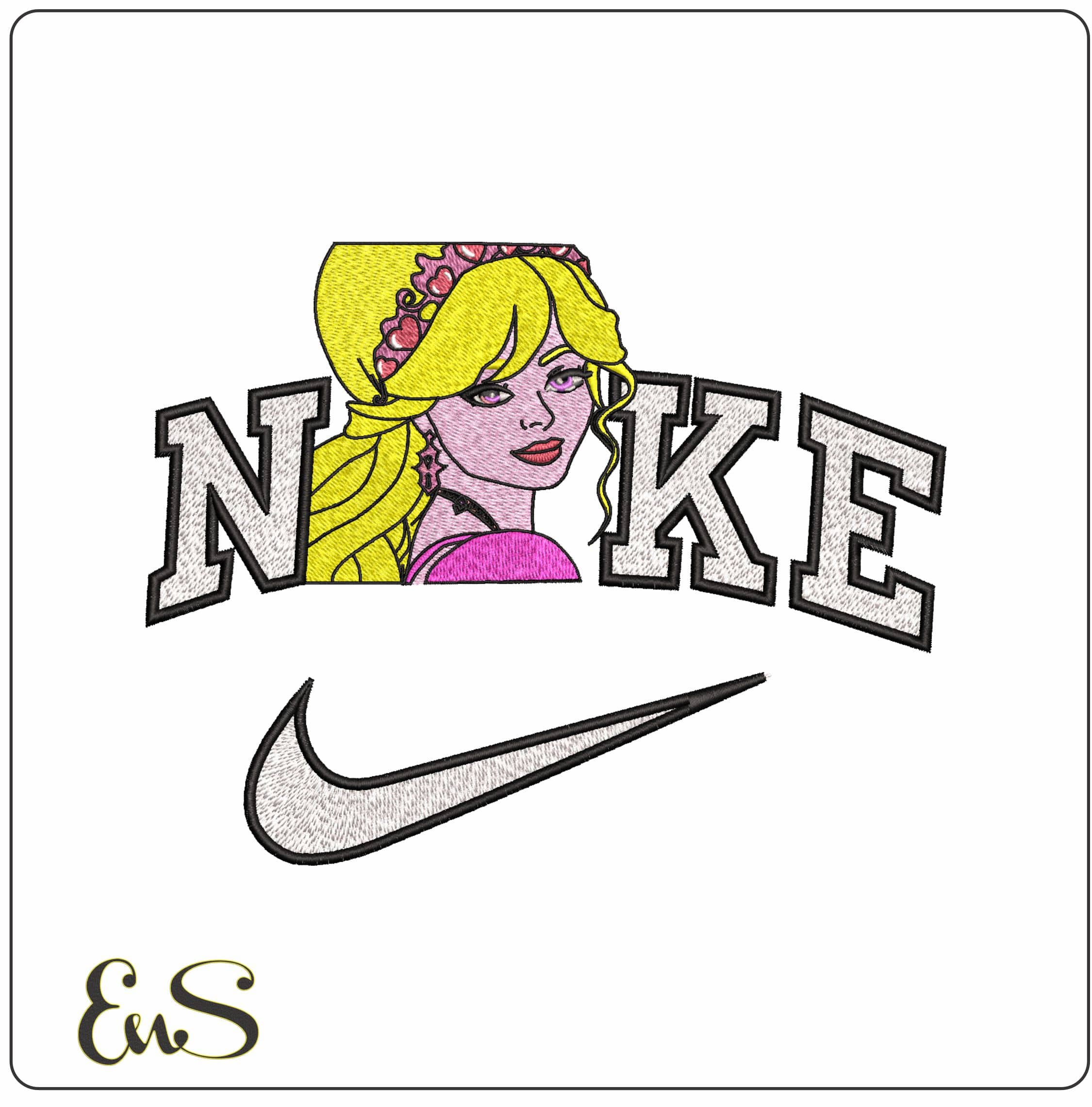 Nike Disney Princess face - Elegant embroidery design file - instant download