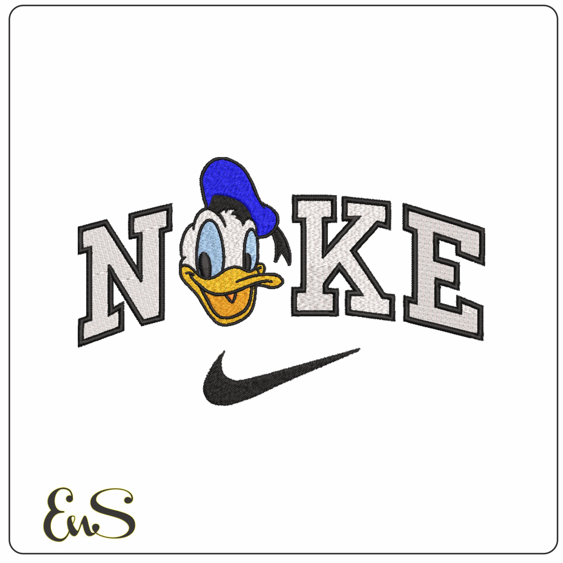 Nike Donald Duck head- Elegant embroidery design file - instant download