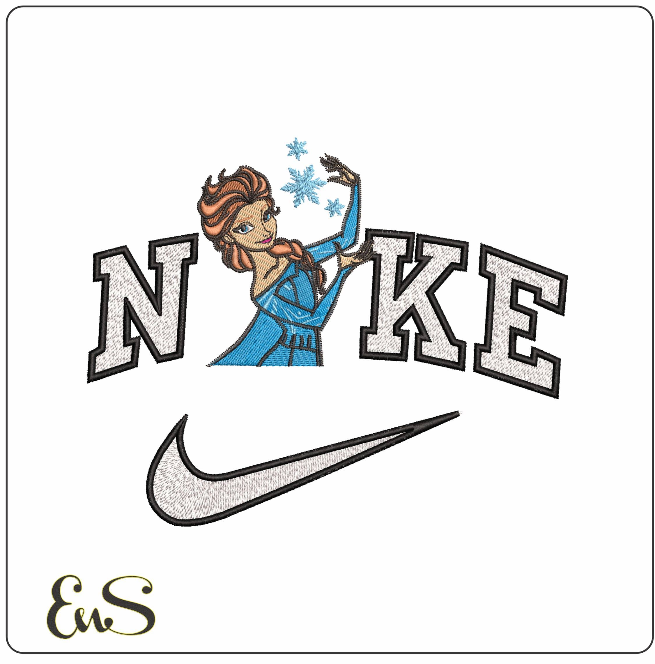 Nike Elsa Creating Ice Crystals- Elegant embroidery design file - instant download