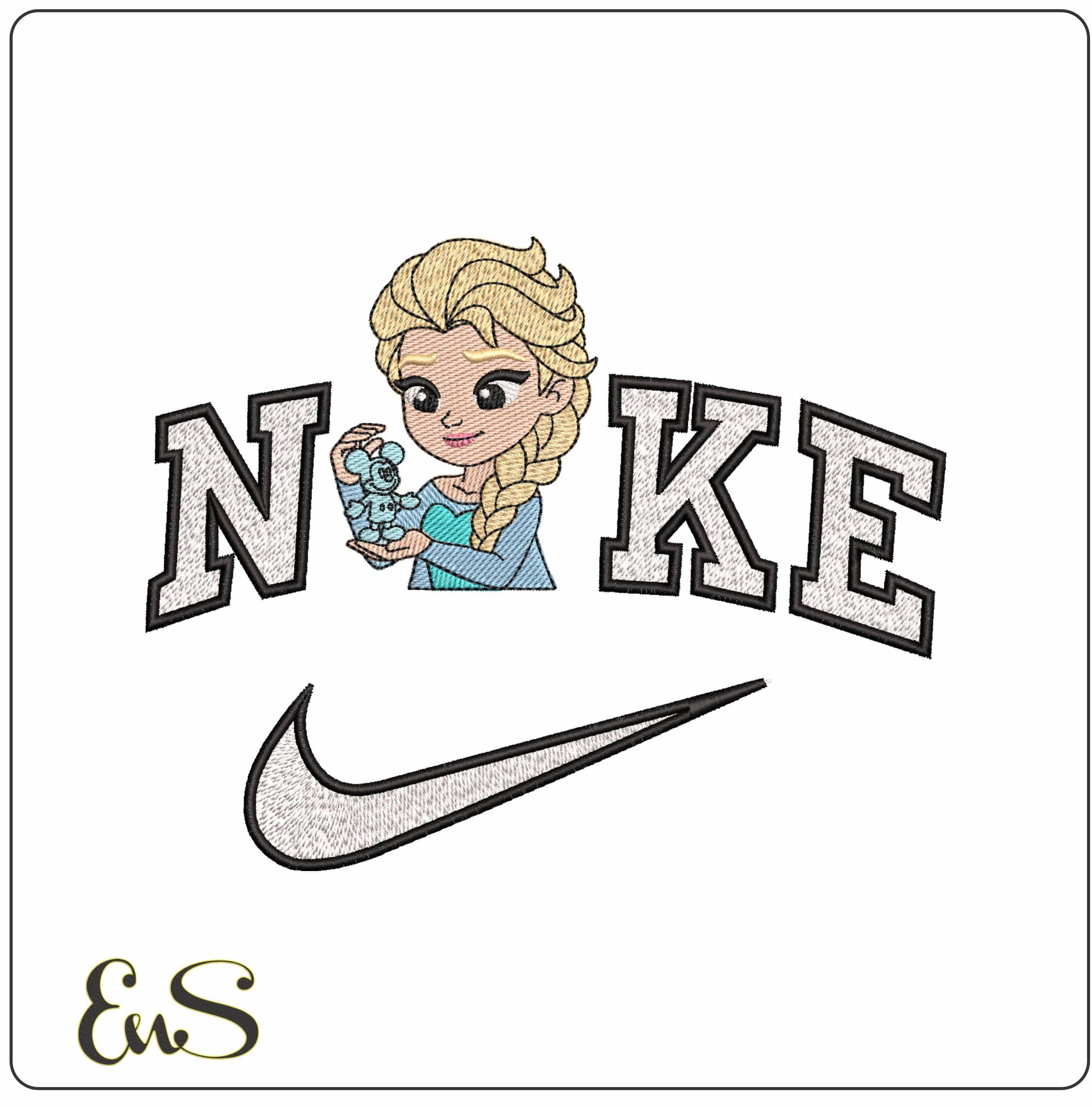 Nike Elsa with Mickey Mouse Ice Sculpture Frozen- Elegant embroidery design file - instant download