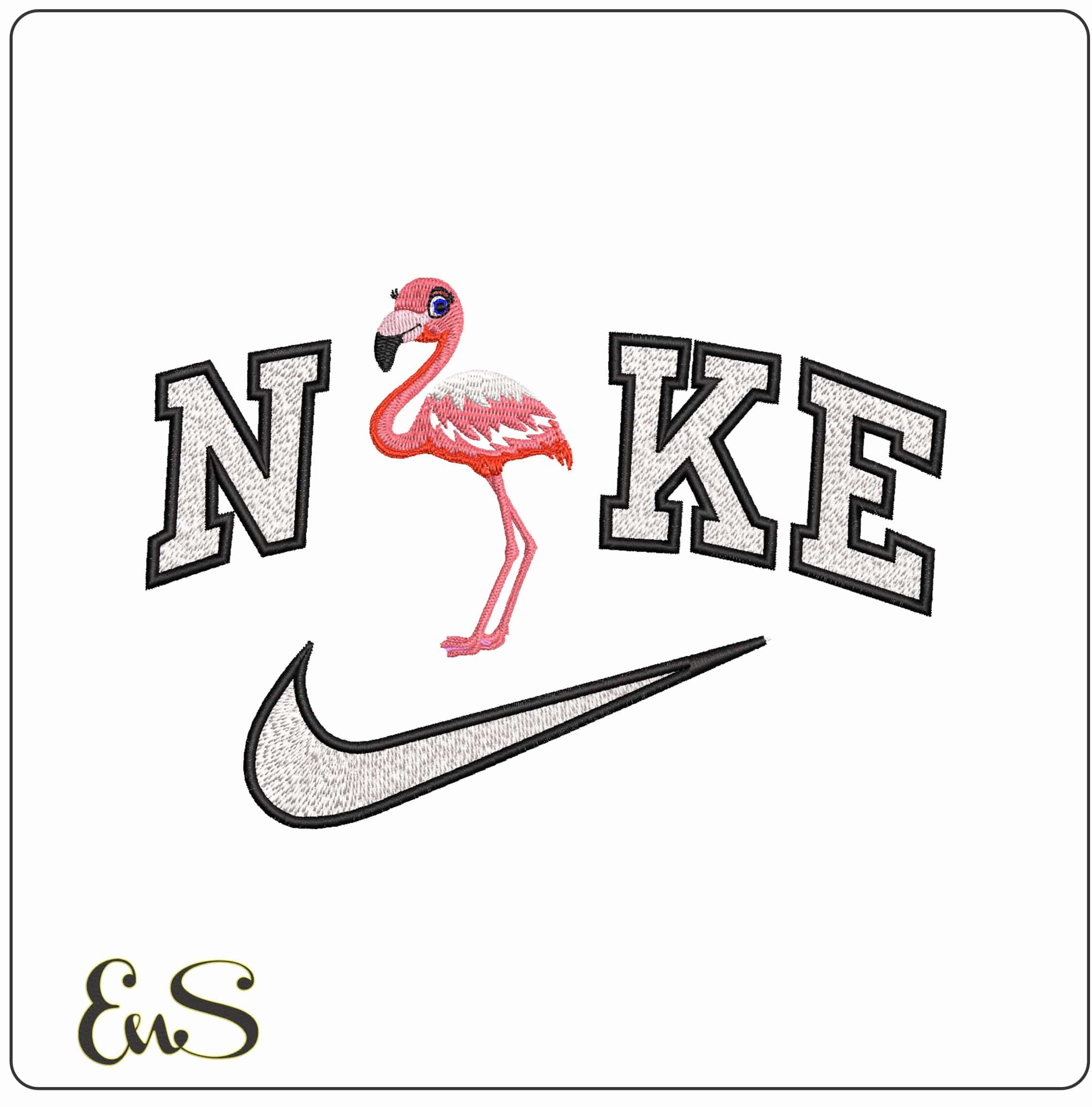 Nike Flamingo with Blue Eye- Elegant embroidery design file - instant download