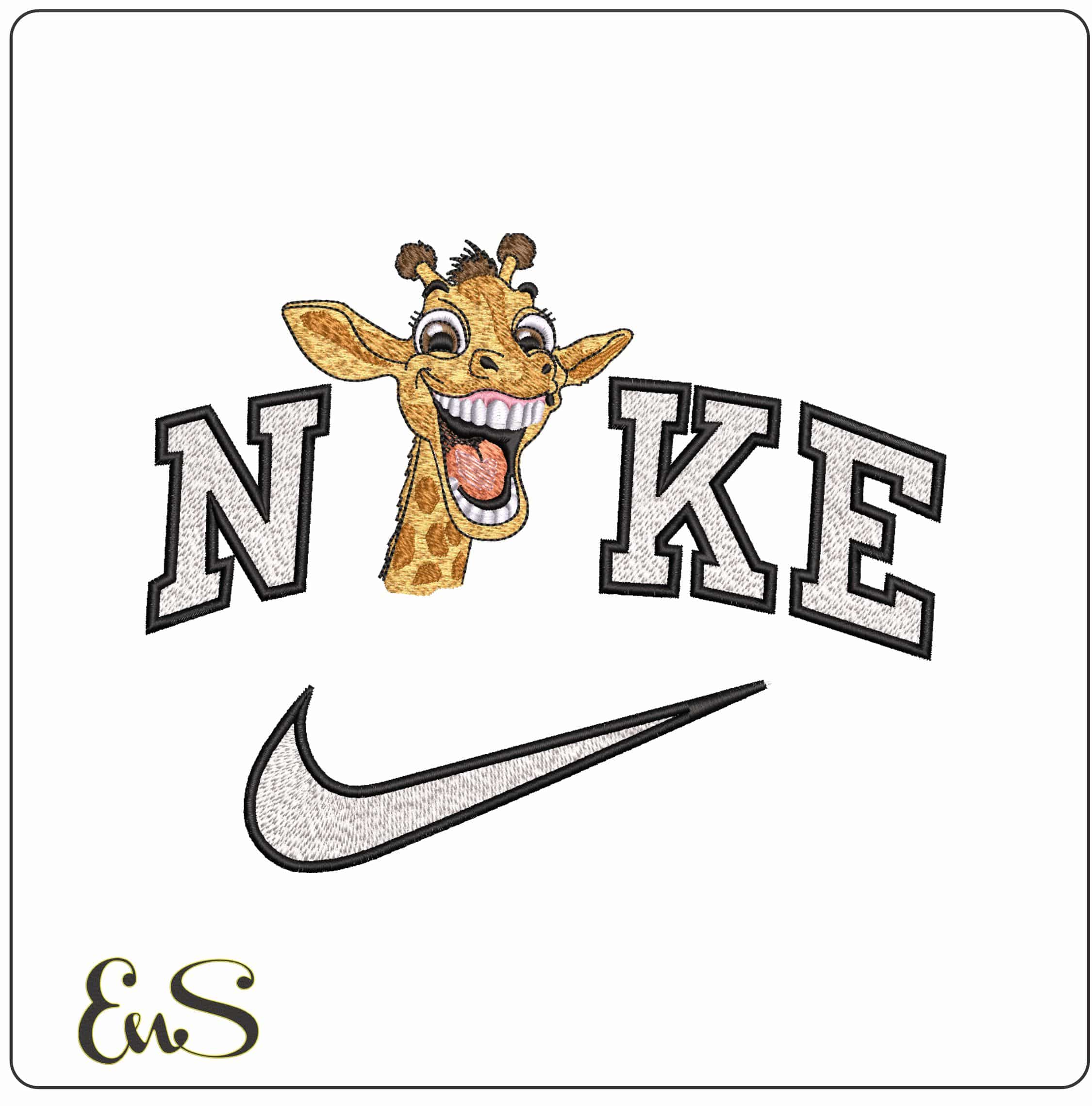 Nike Giraffe Head Laughing- Elegant embroidery design file - instant download