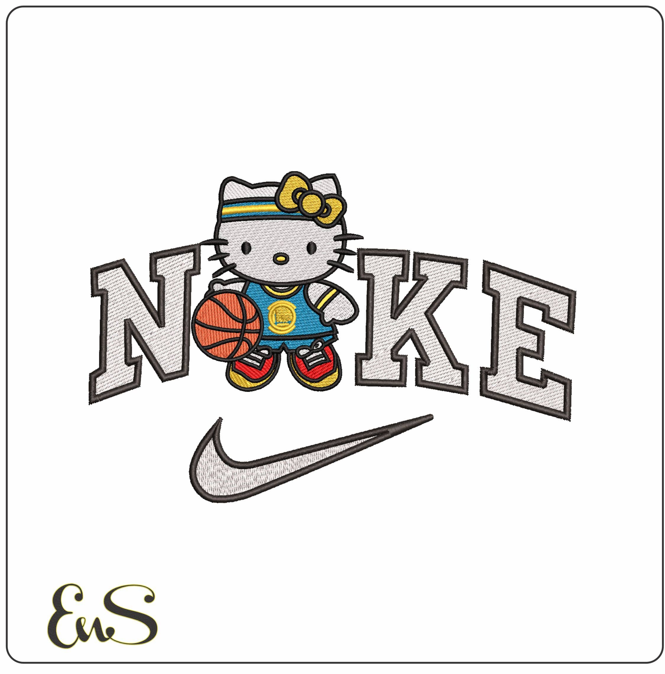 Nike Hello Kitty Basketball- Elegant embroidery design file - instant download