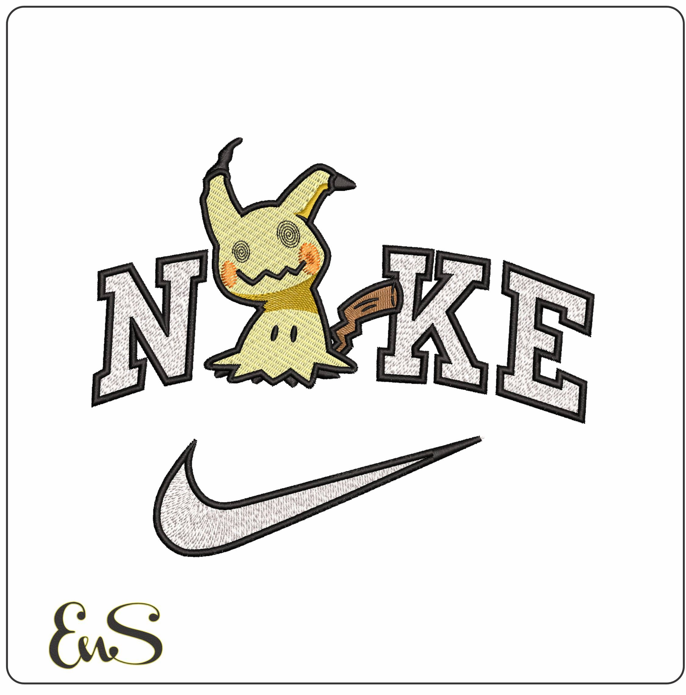 Nike Mimikyu Pokemon- Elegant embroidery design file - instant download
